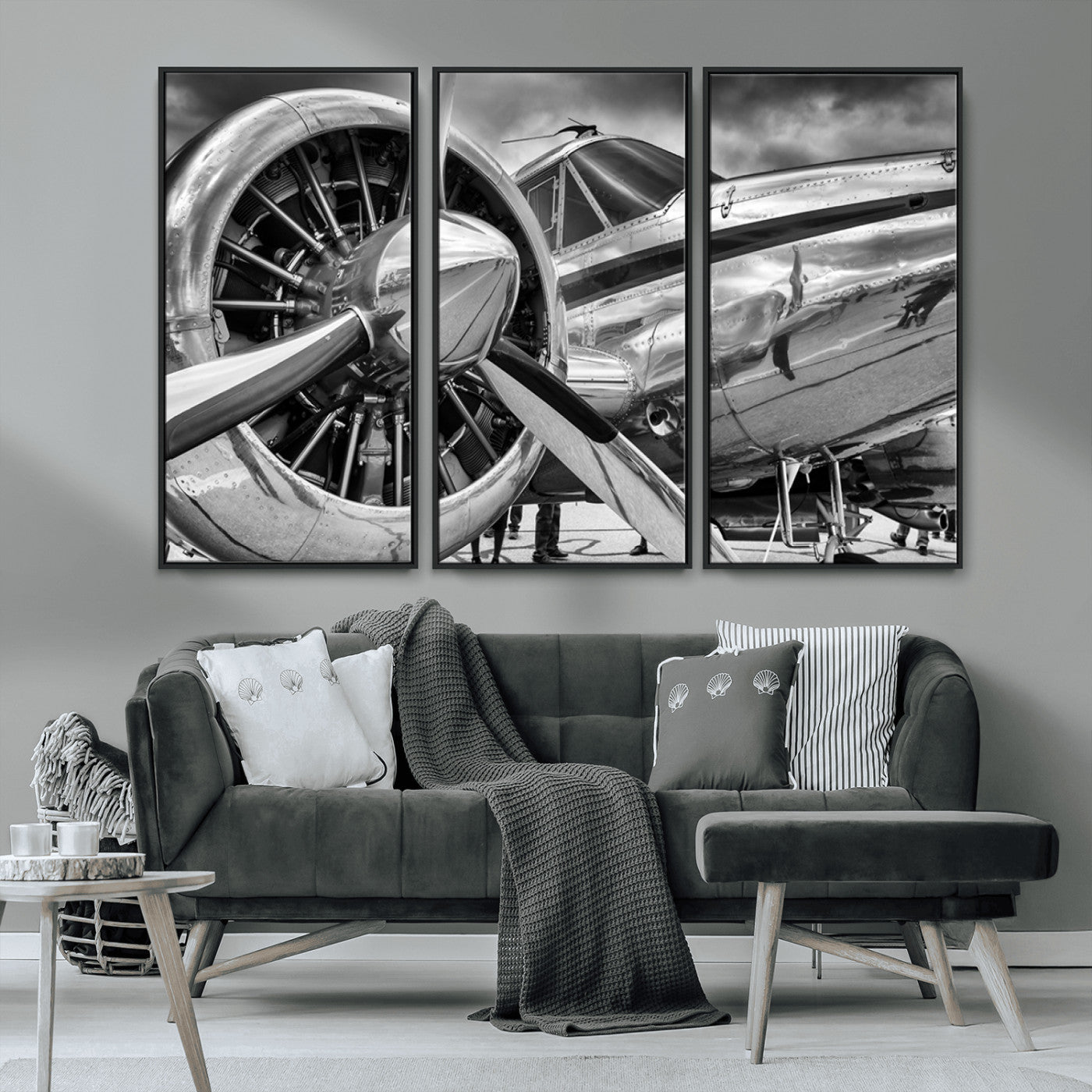 MGV-FC-48X32-3P - Vintage Antique Airplane Wall Art Canvas Print