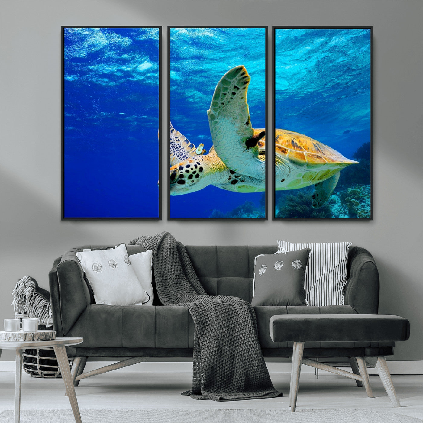 -Sea Turtle Wall Art Canvas Print, Sea life in the Ocean Wall Art Printing
