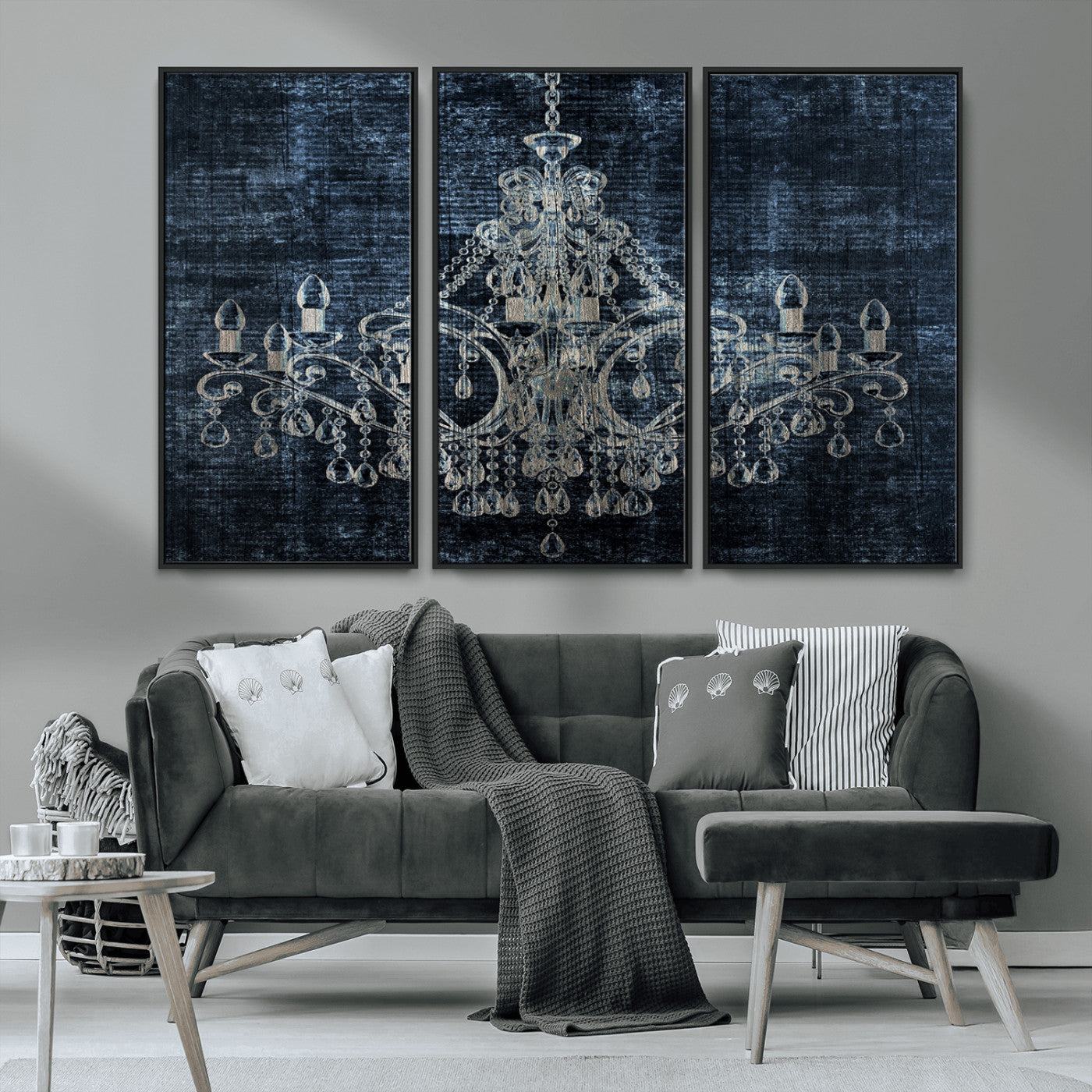 MGV-FC-48X32-3P - Dark Chandelier Wall Art Canvas Print