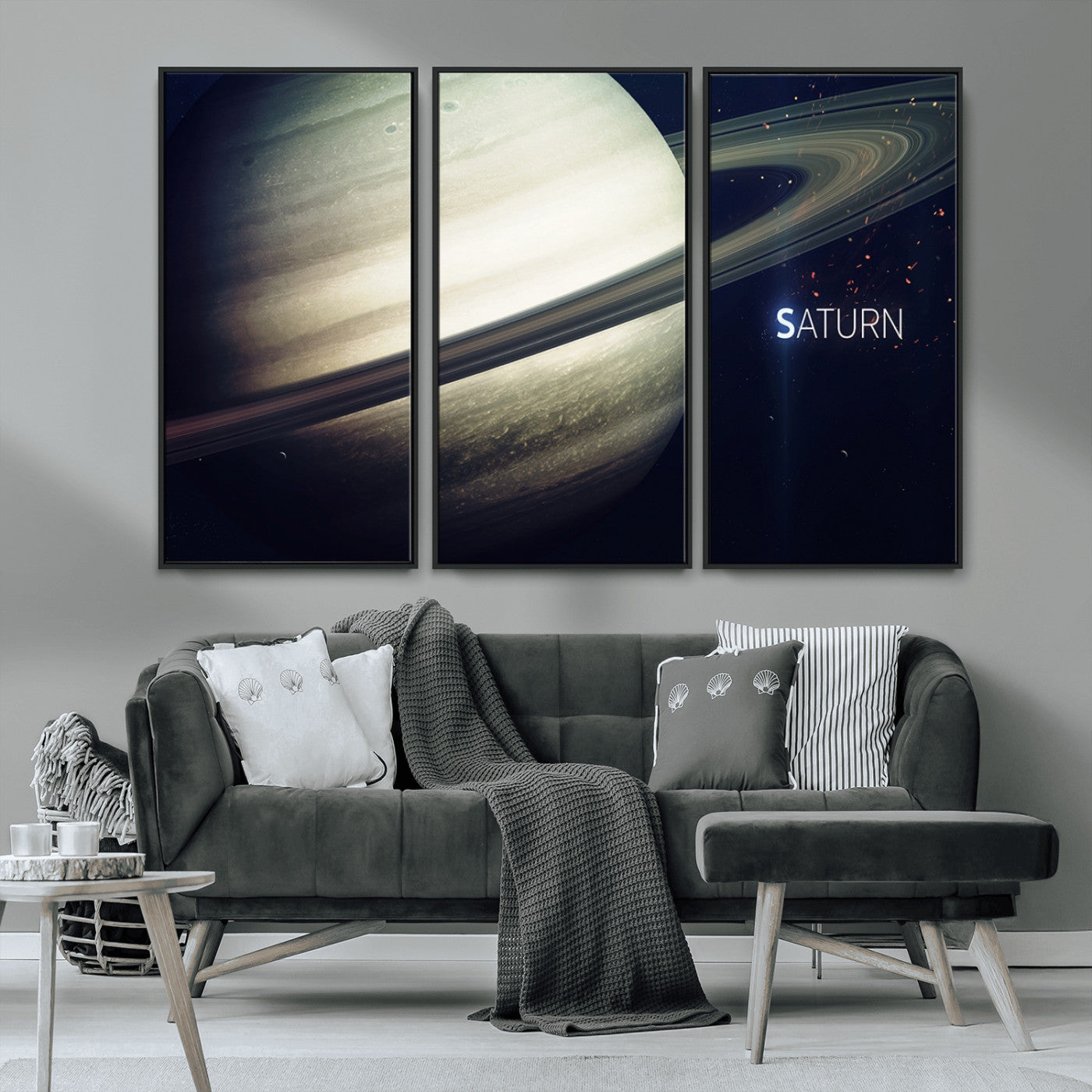 MGV-FC-48X32-3P - Framed Saturn Wall Art Canvas Print