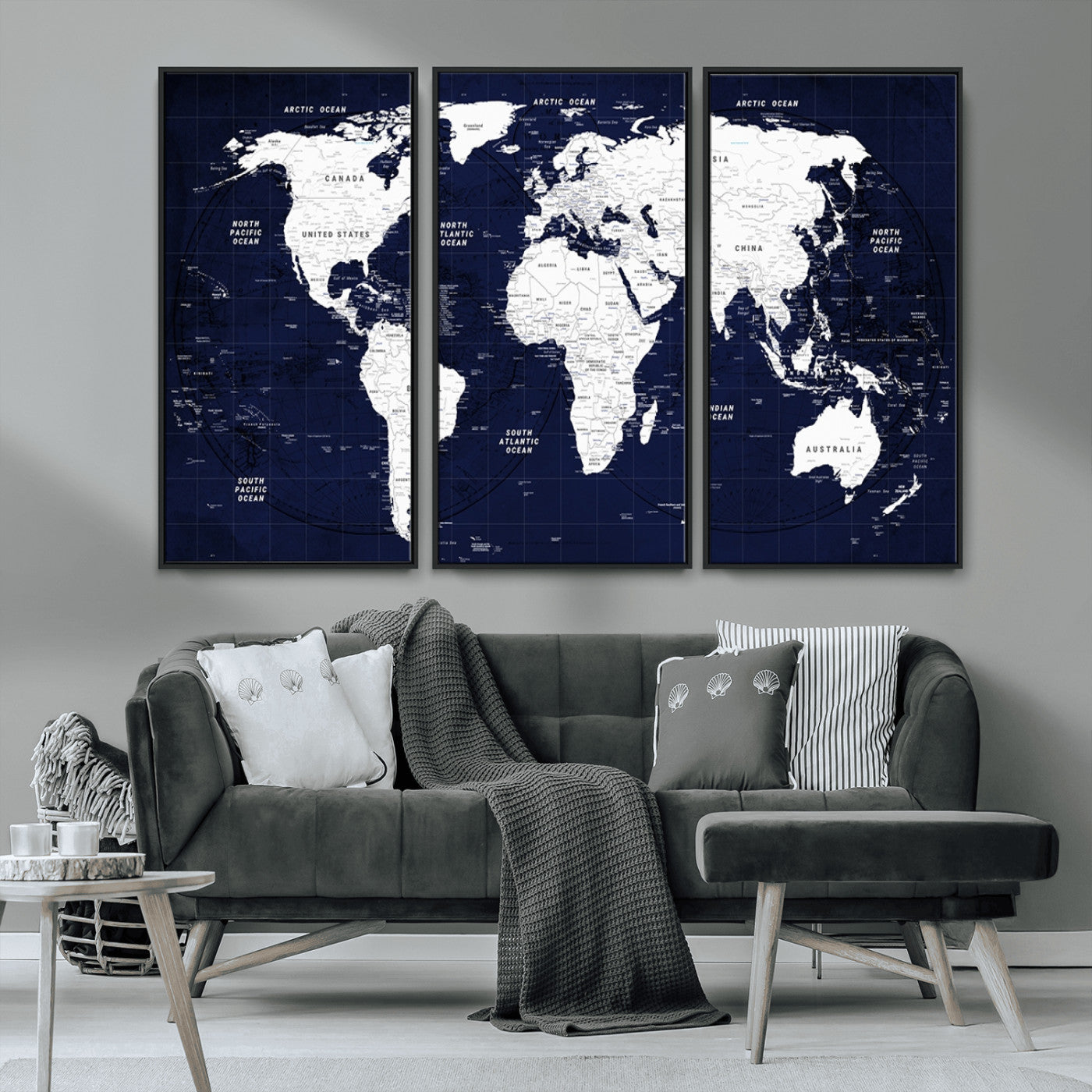 MGV-FC-48X32-3P - World Map Wall Art Canvas Print for Home and Office Decor
