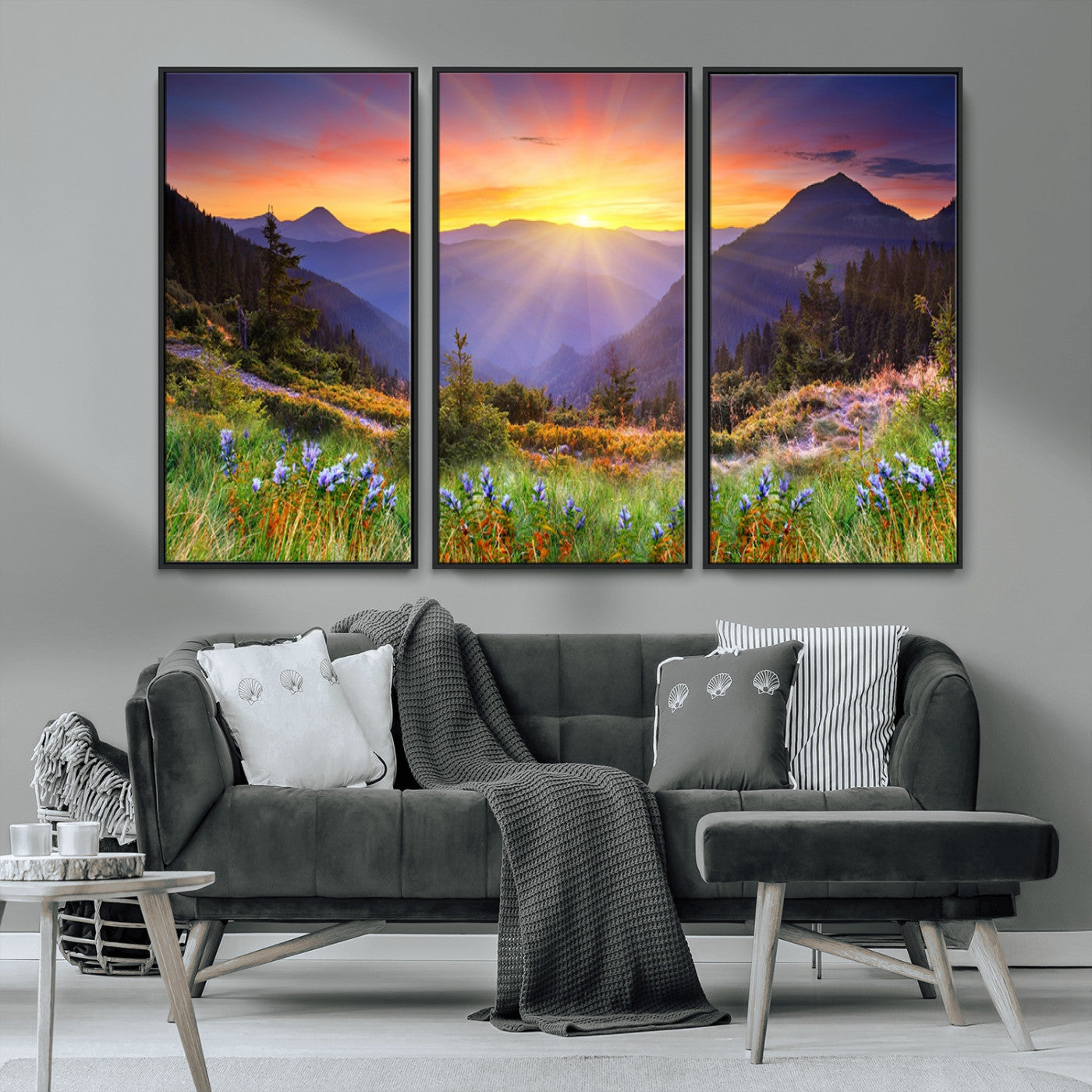 MGV-FC-48X32-3P - Mountain and Spring Wall Art Canvas Print