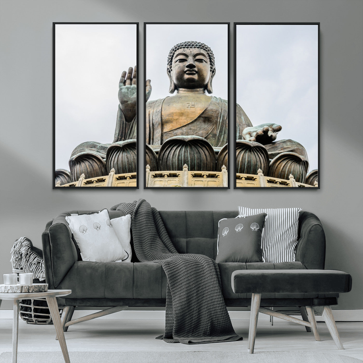 MGV-FC-48X32-3P - Buddha Statue Wall Art Canvas Print