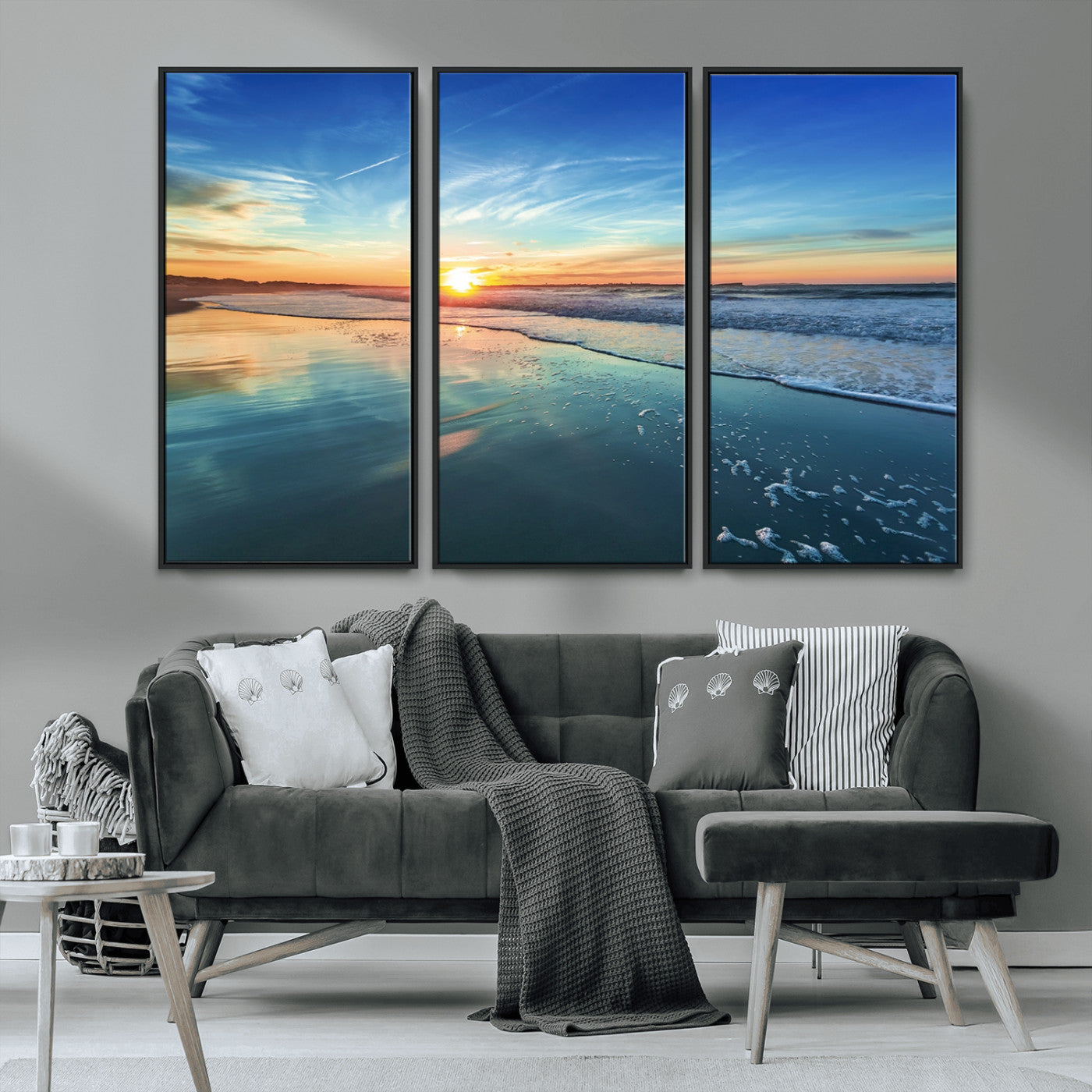 MGV-FC-48X32-3P - Blue Sky and Beach Wall Art Canvas Print