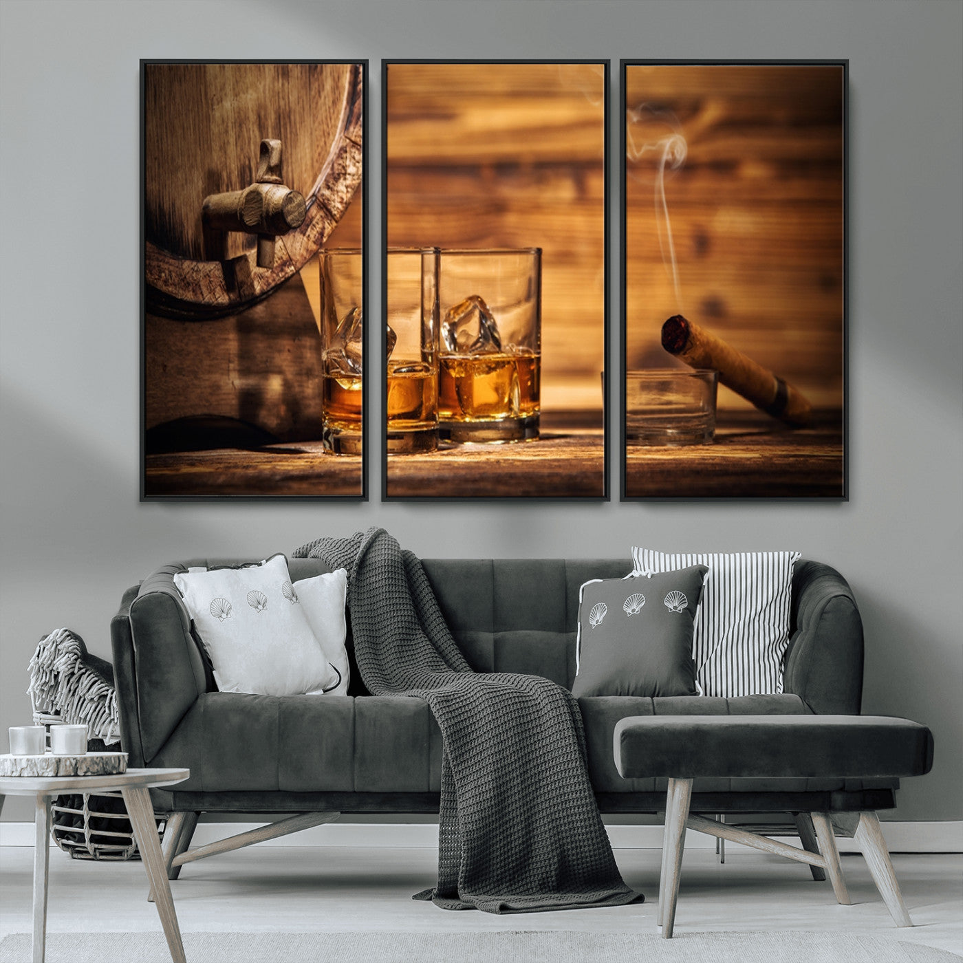 MGV-FC-48X32-3P - Rustic Whiskey and Barrel Canvas Print