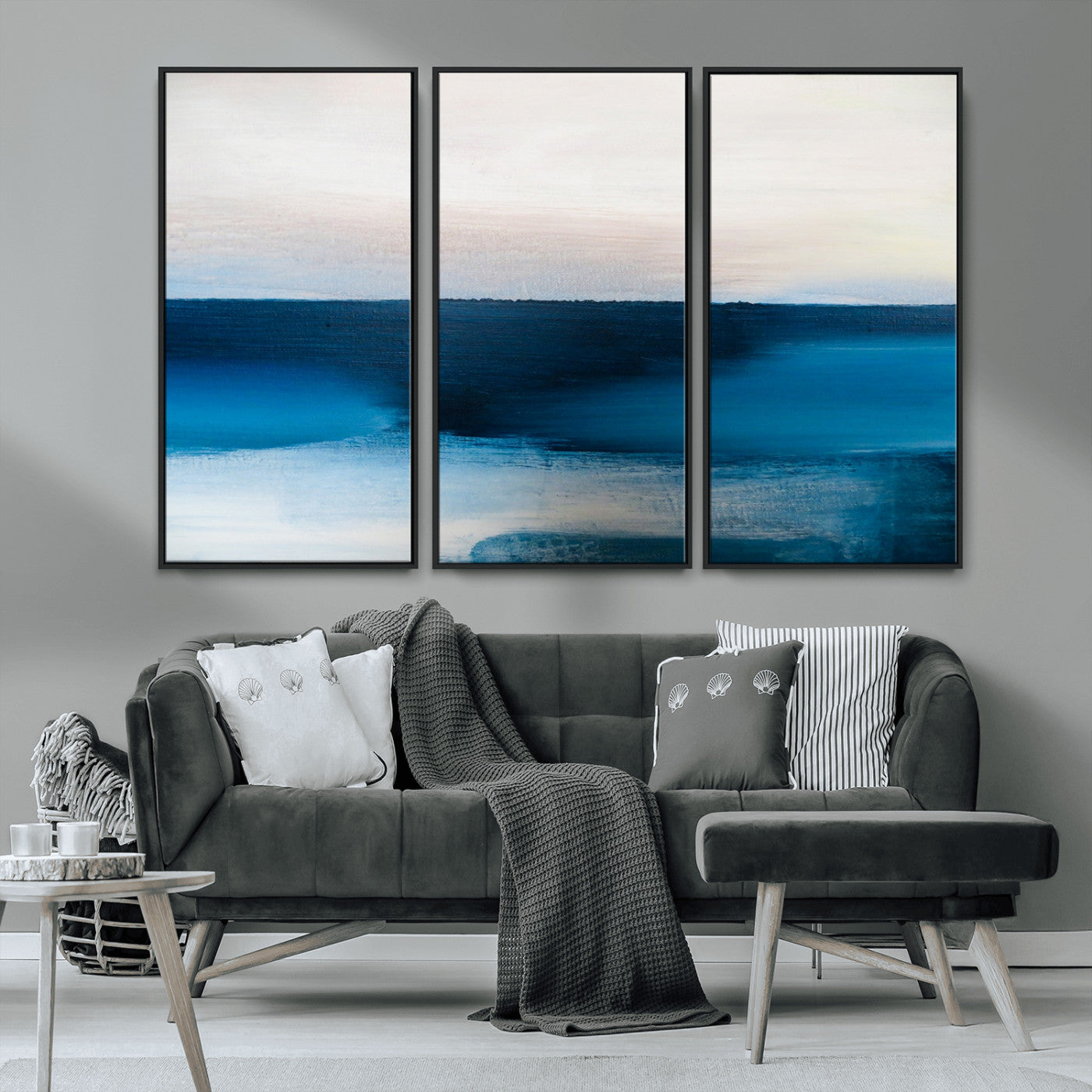 MGV-FC-48X32-3P - Dark Blue Abstract Wall Art Canvas Print