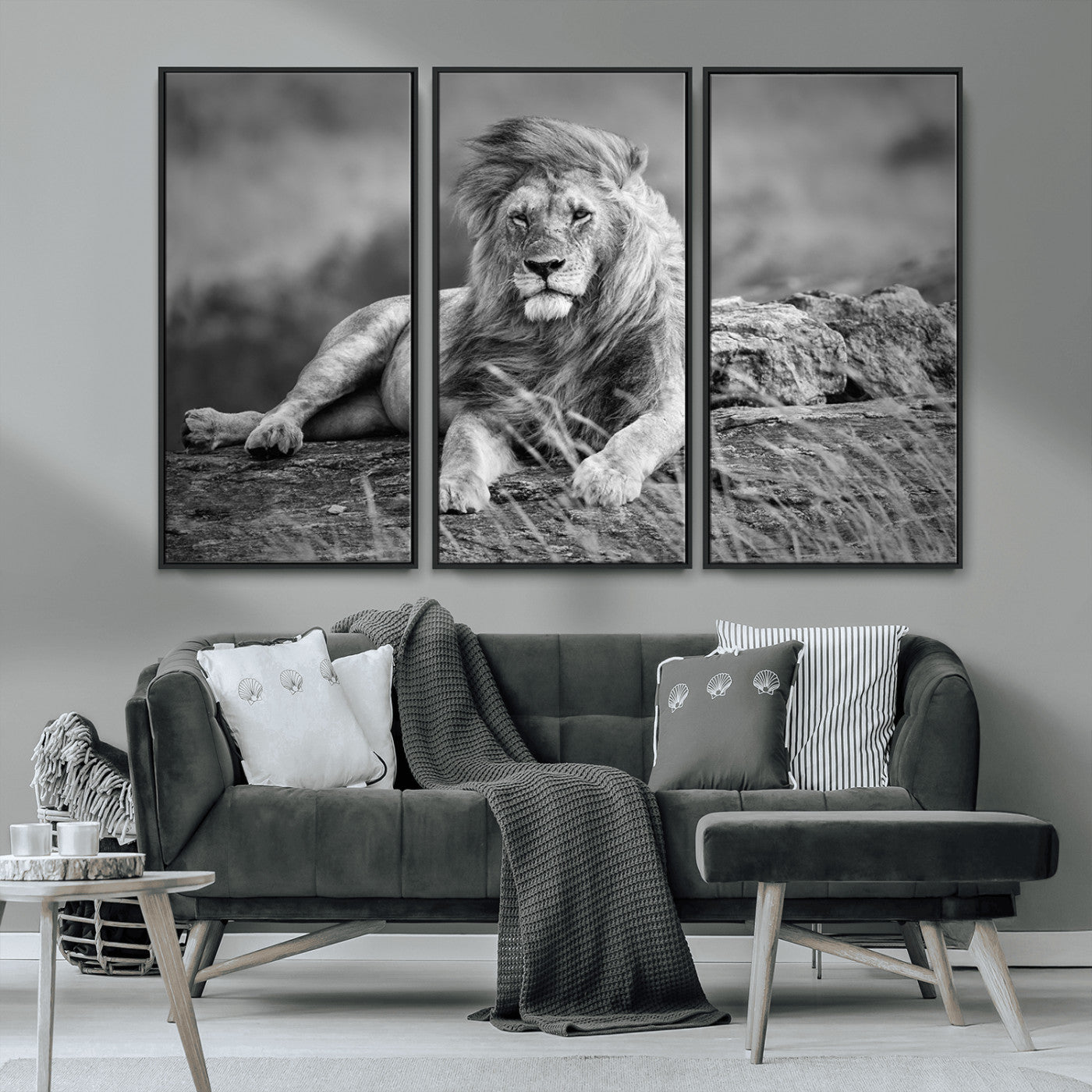 MGV-FC-48X32-3P - King of Forest Lion Wall Art Canvas Print