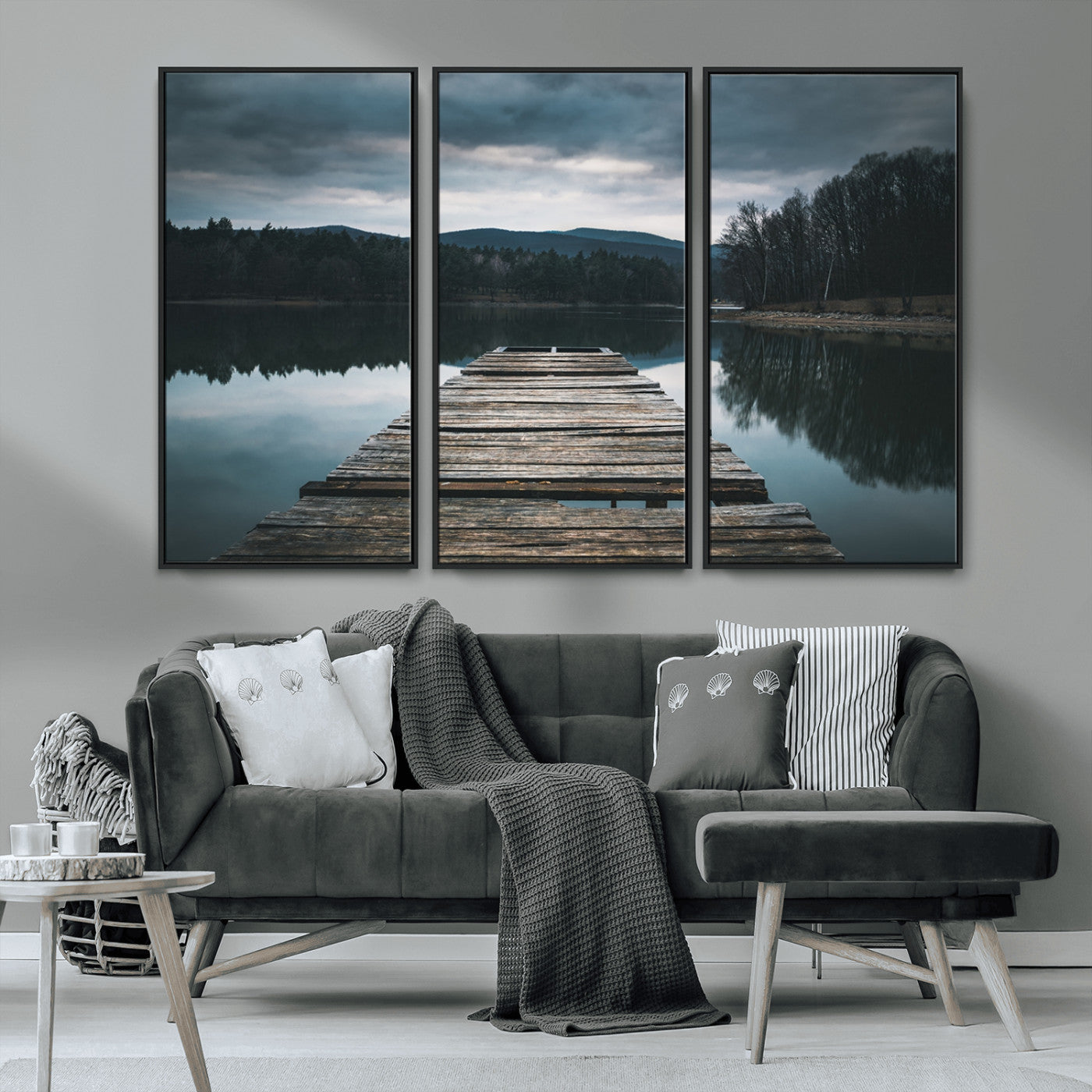 MGV-FC-48X32-3P - Wooden Bridge Near Lake Wall Art Canvas Print