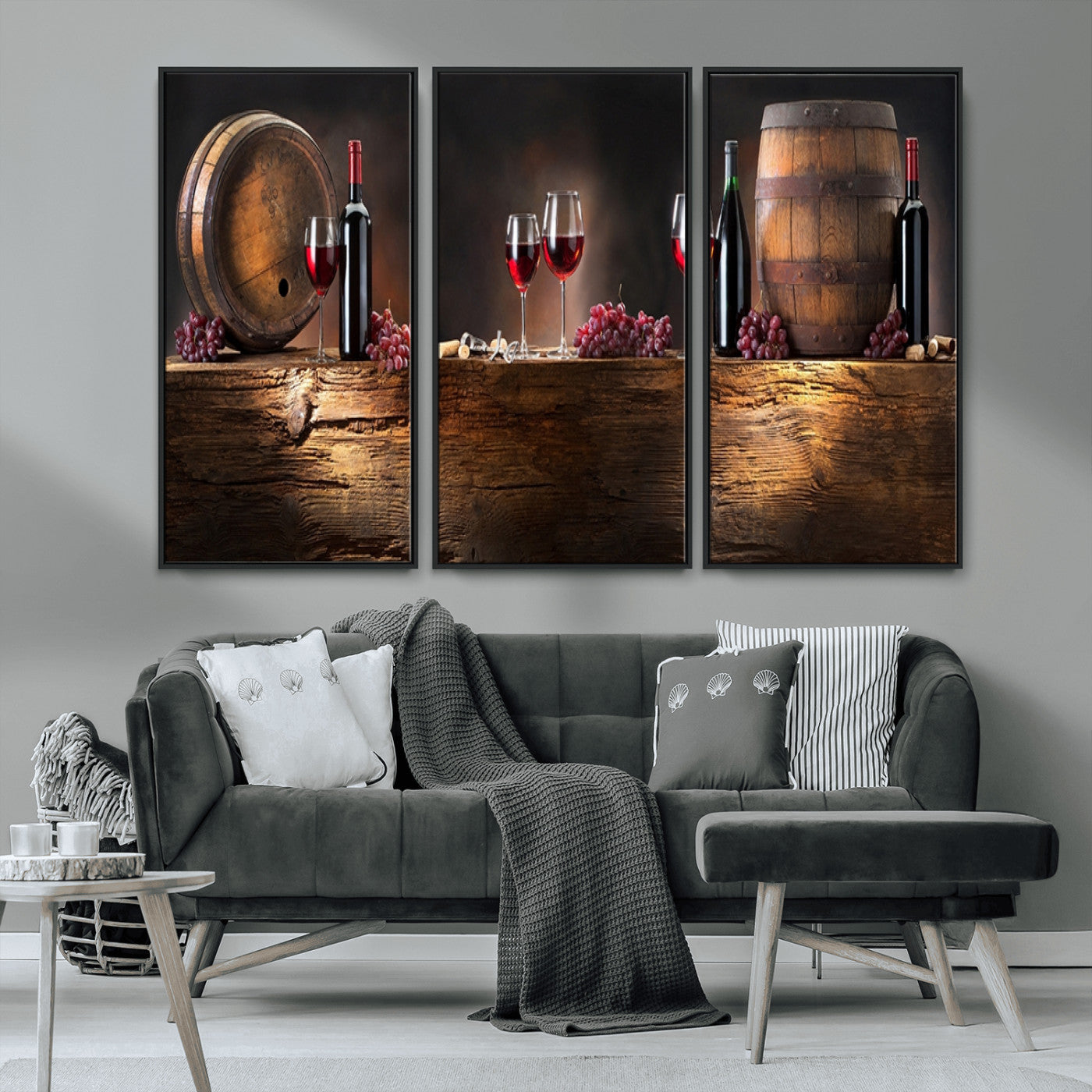 MGV-FC-48X32-3P - Wine and Barrels Wall Art Canvas Print