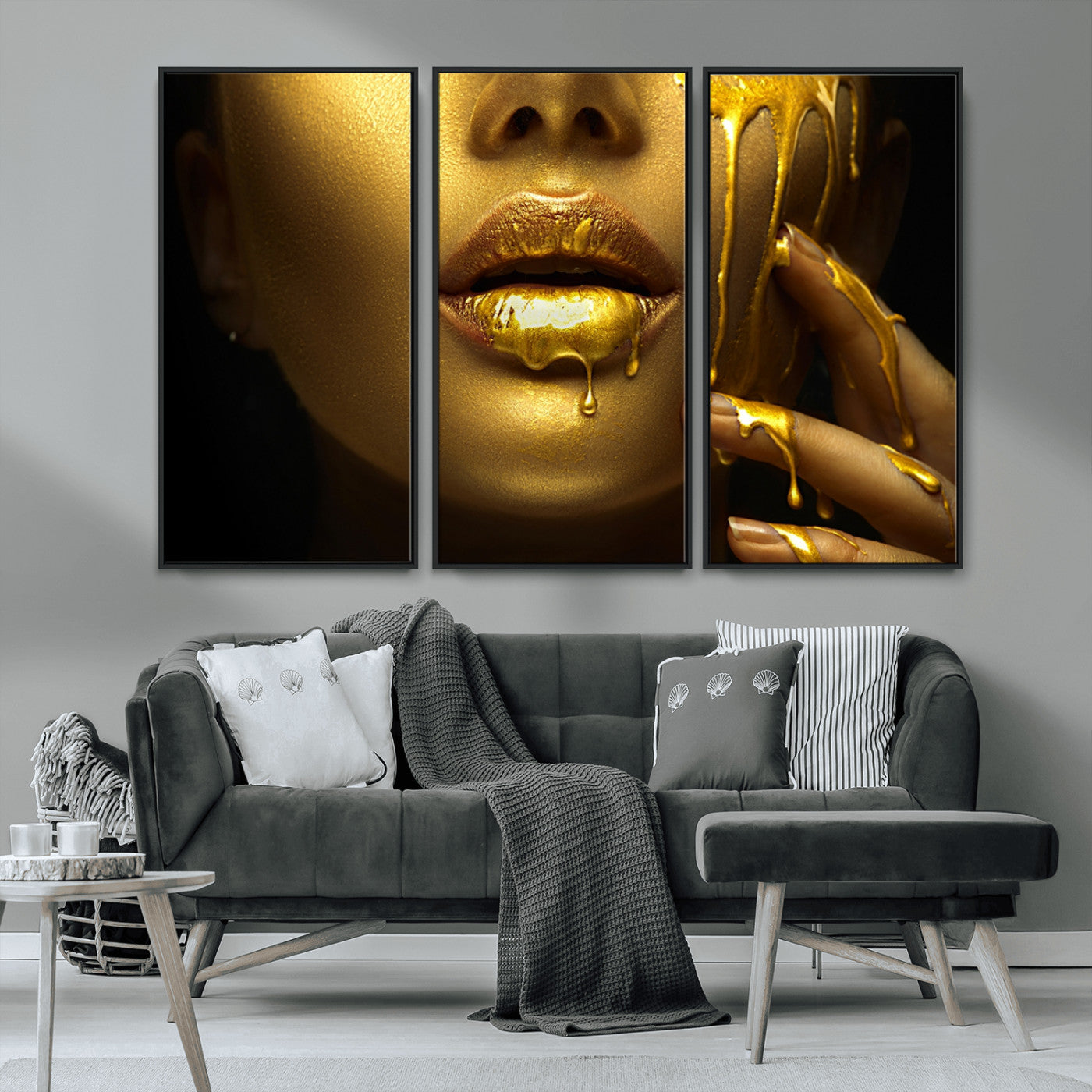 MGV-FC-48X32-3P - Gold and Women Wall Art Canvas Print