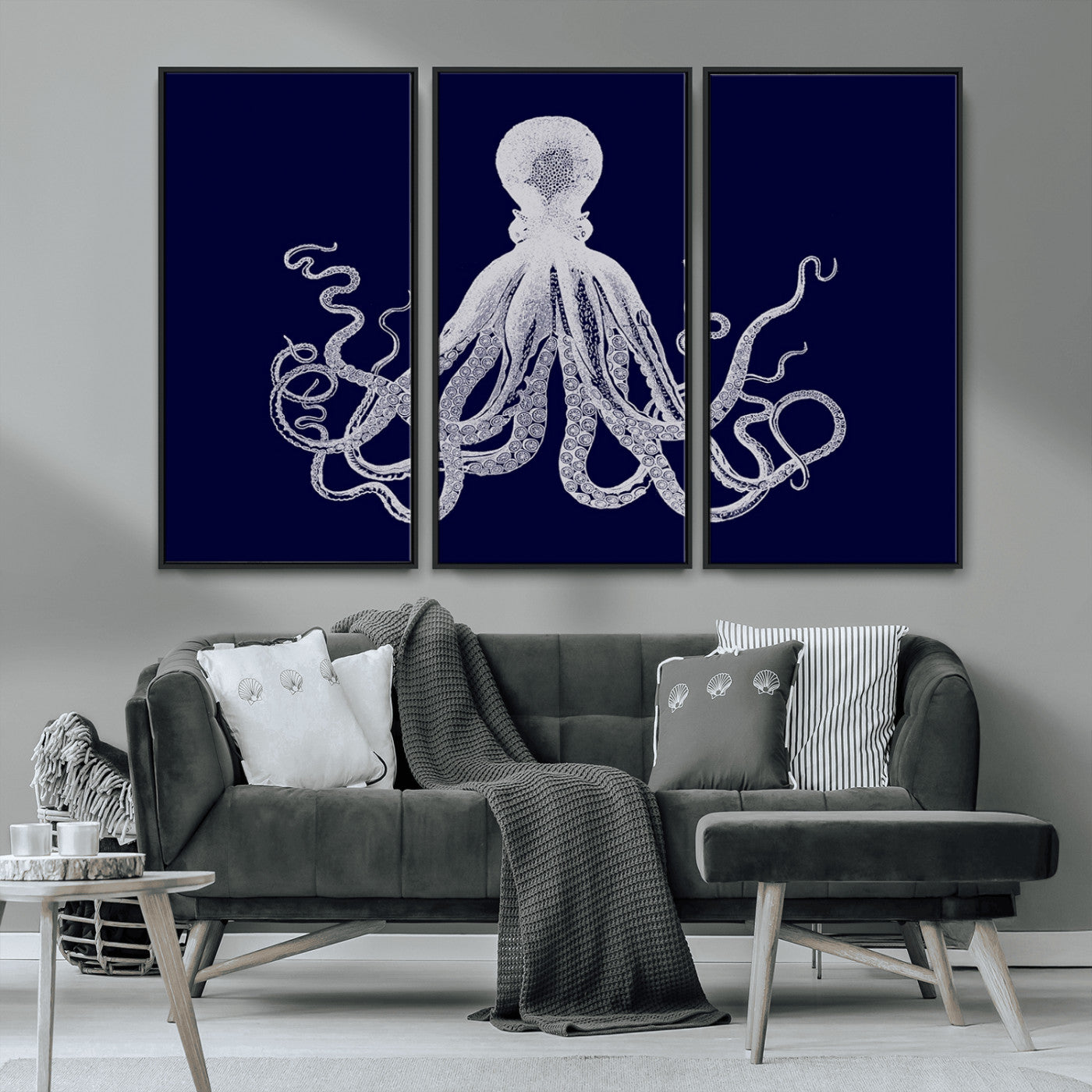MGV-FC-48X32-3P - Blue Octopus Wall Art Canvas Print