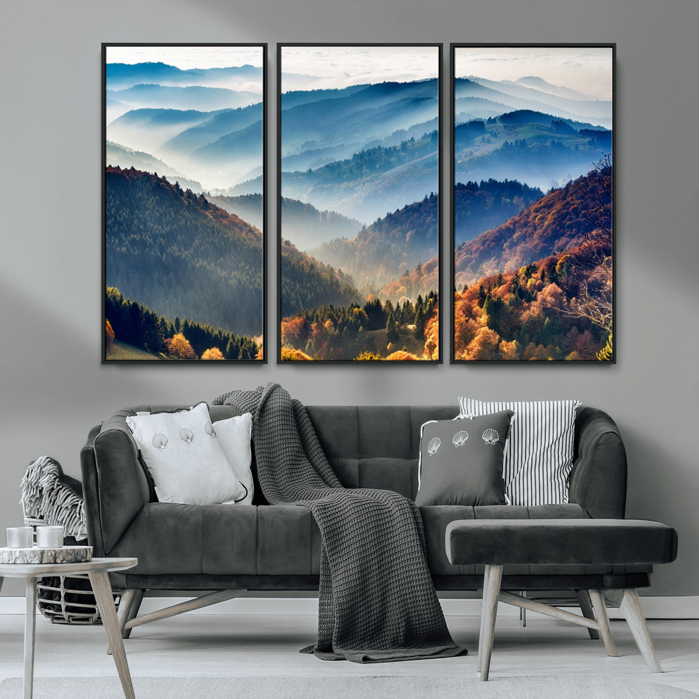 MGV-FC-48X32-3P - Mountains Forest Autumn Wall Art Canvas Print