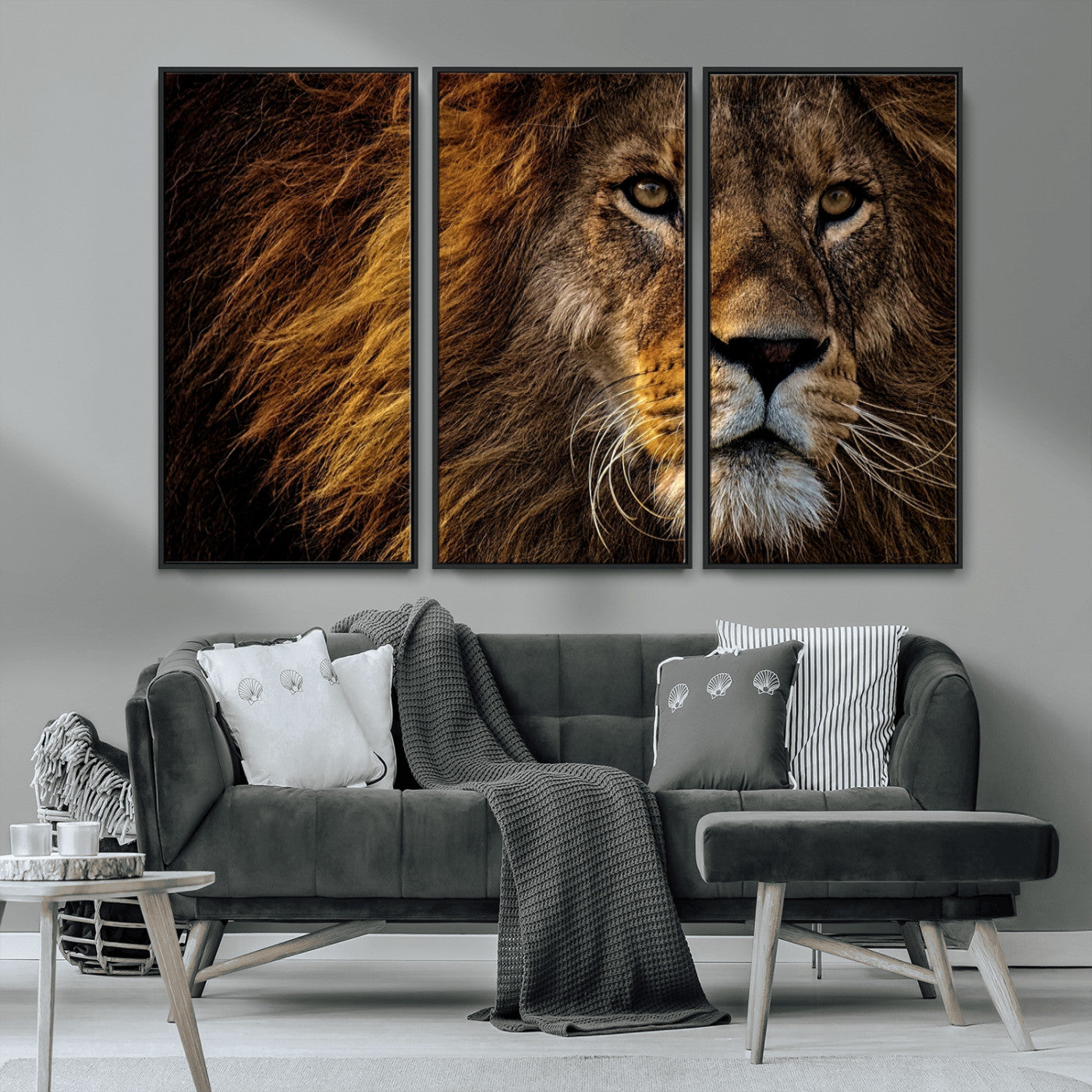 MGV-FC-48X32-3P - Mighty Lion Wall Art Animal Canvas Print