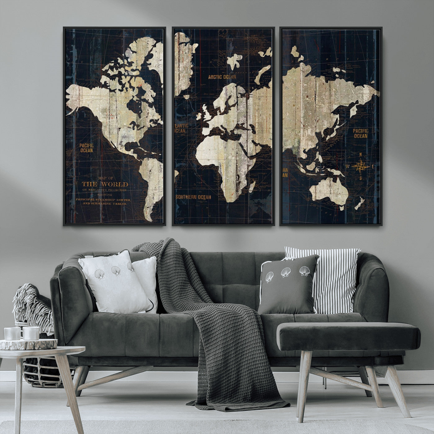 MGV-FC-48X32-3P - Push Pin World Map Canvas Print – Framed Wall Art for Couples to Track Their Travels – Anniversary