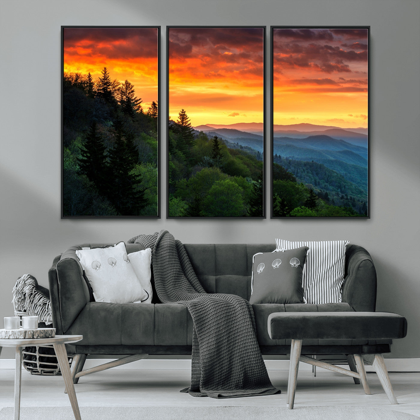 MGV-FC-48X32-3P - Forest Landscape Wall Art Sunset Canvas, Forest Sunset Canvas Print