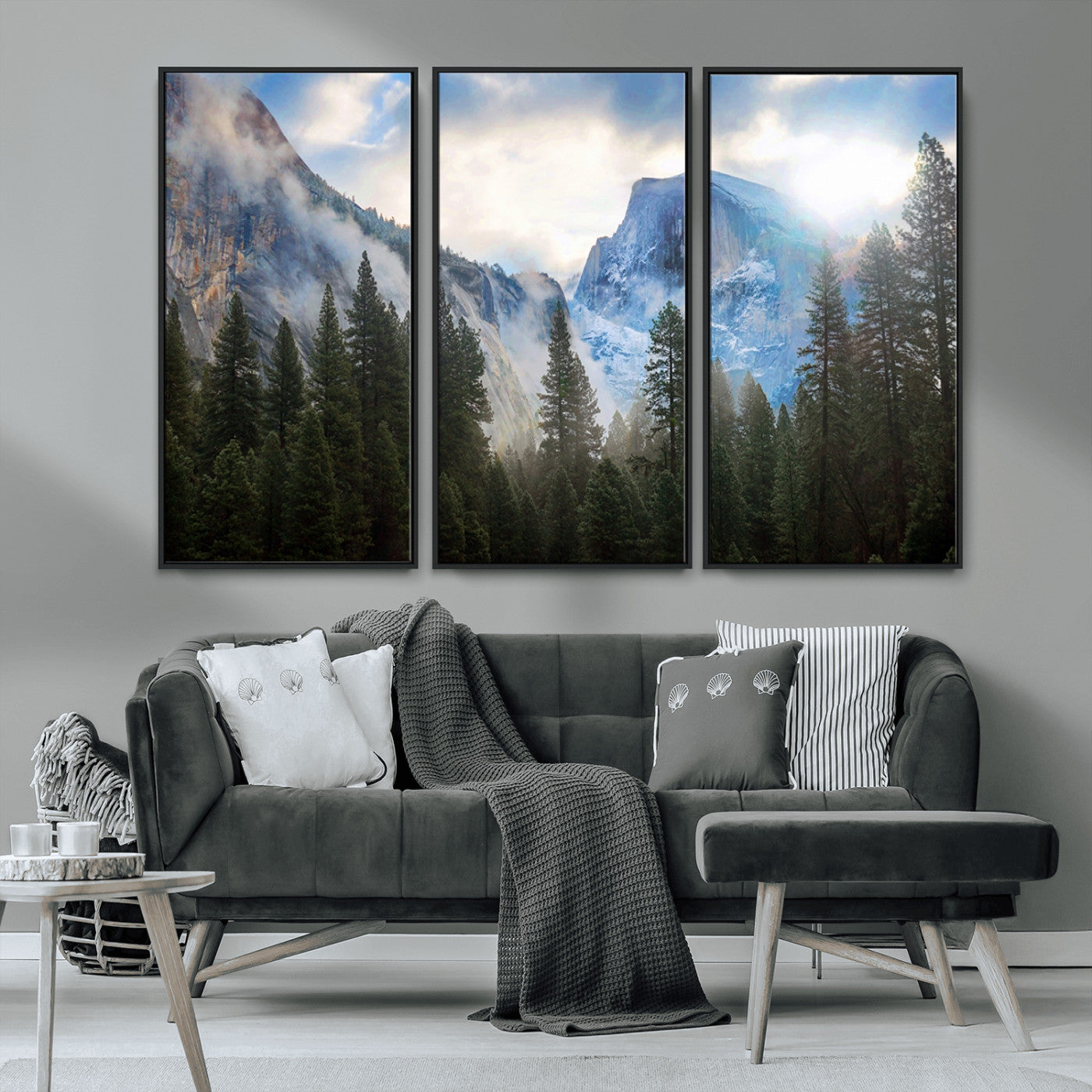 MGV-FC-48X32-3P - Half Dome Yosemite Calinia Wall Art Canvas Print El Capitan