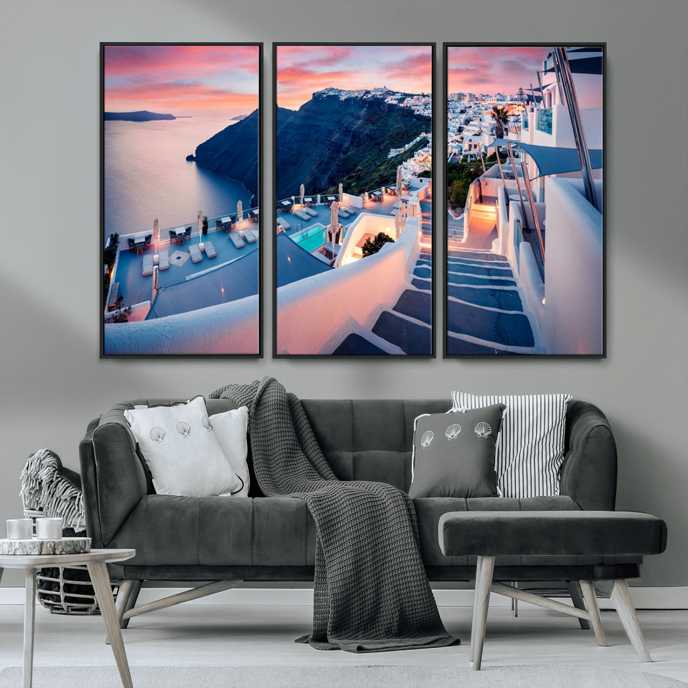MGV-FC-48X32-3P - Santorini Island Wall Art Canvas Print