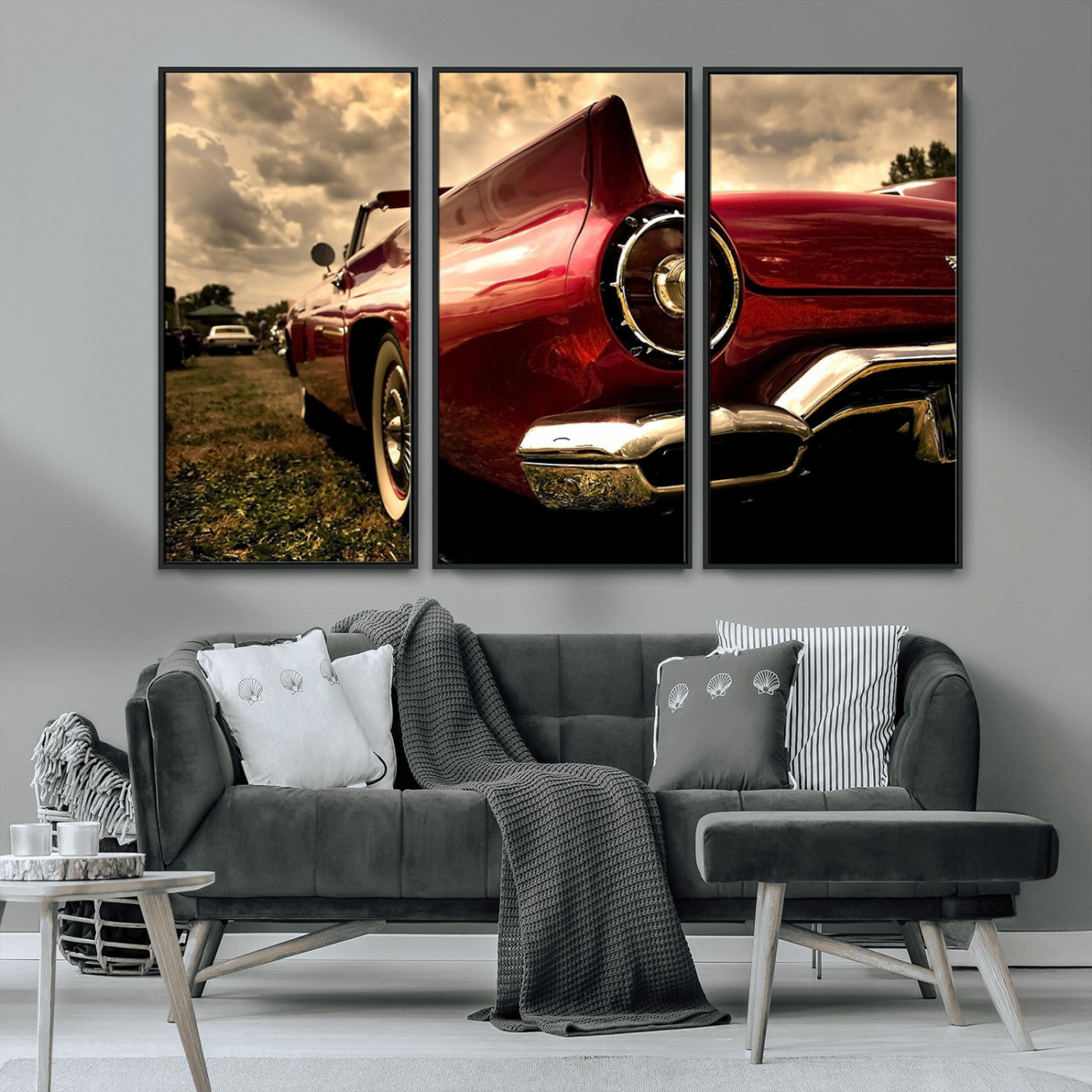 MGV-FC-48X32-3P - Red Classic Car Wall Art Canvas Print
