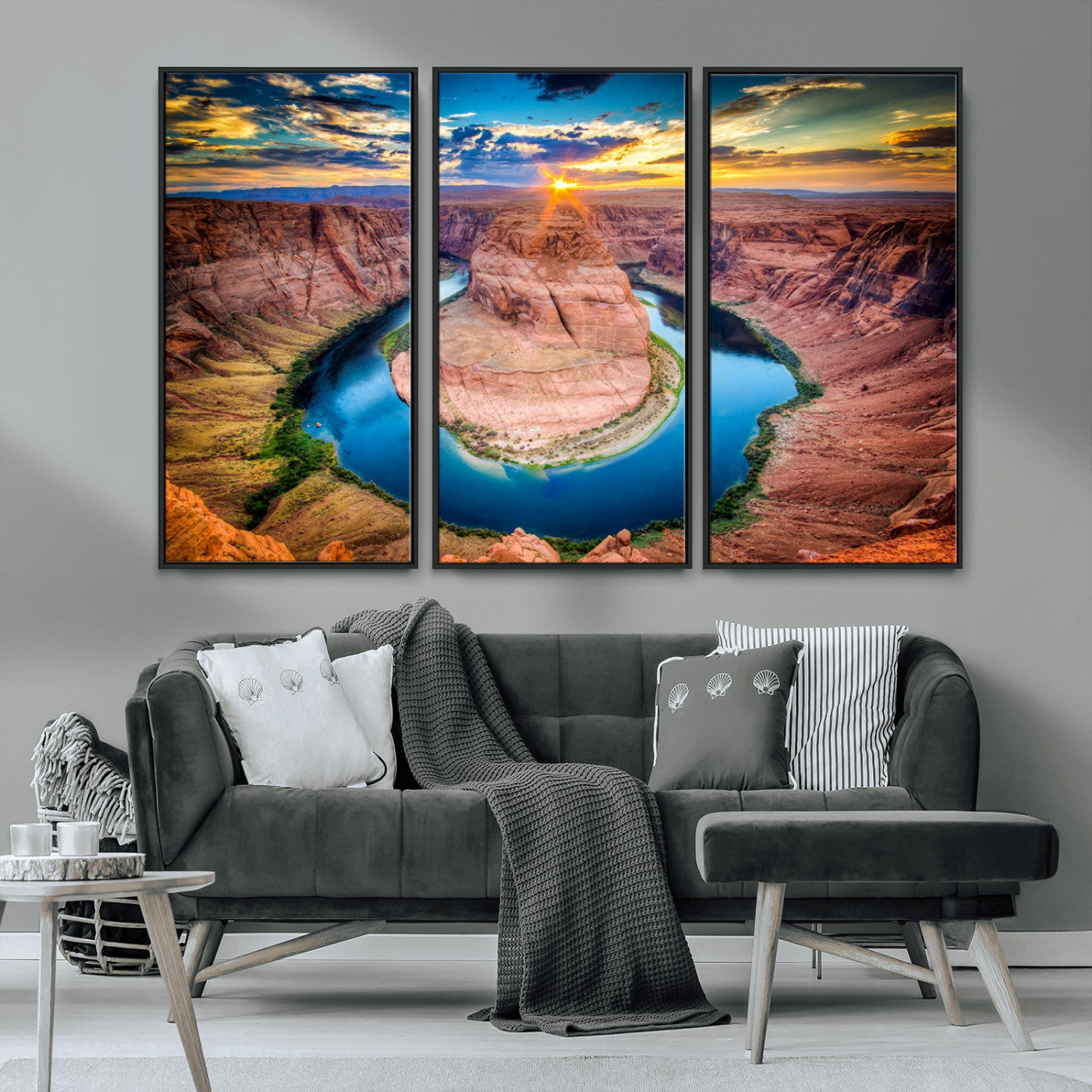 MGV-FC-48X32-3P - Sunset on the Horseshoe Bend Grand Canyon, Horseshoe Bend Grand Canyon Canvas Wall Art Print