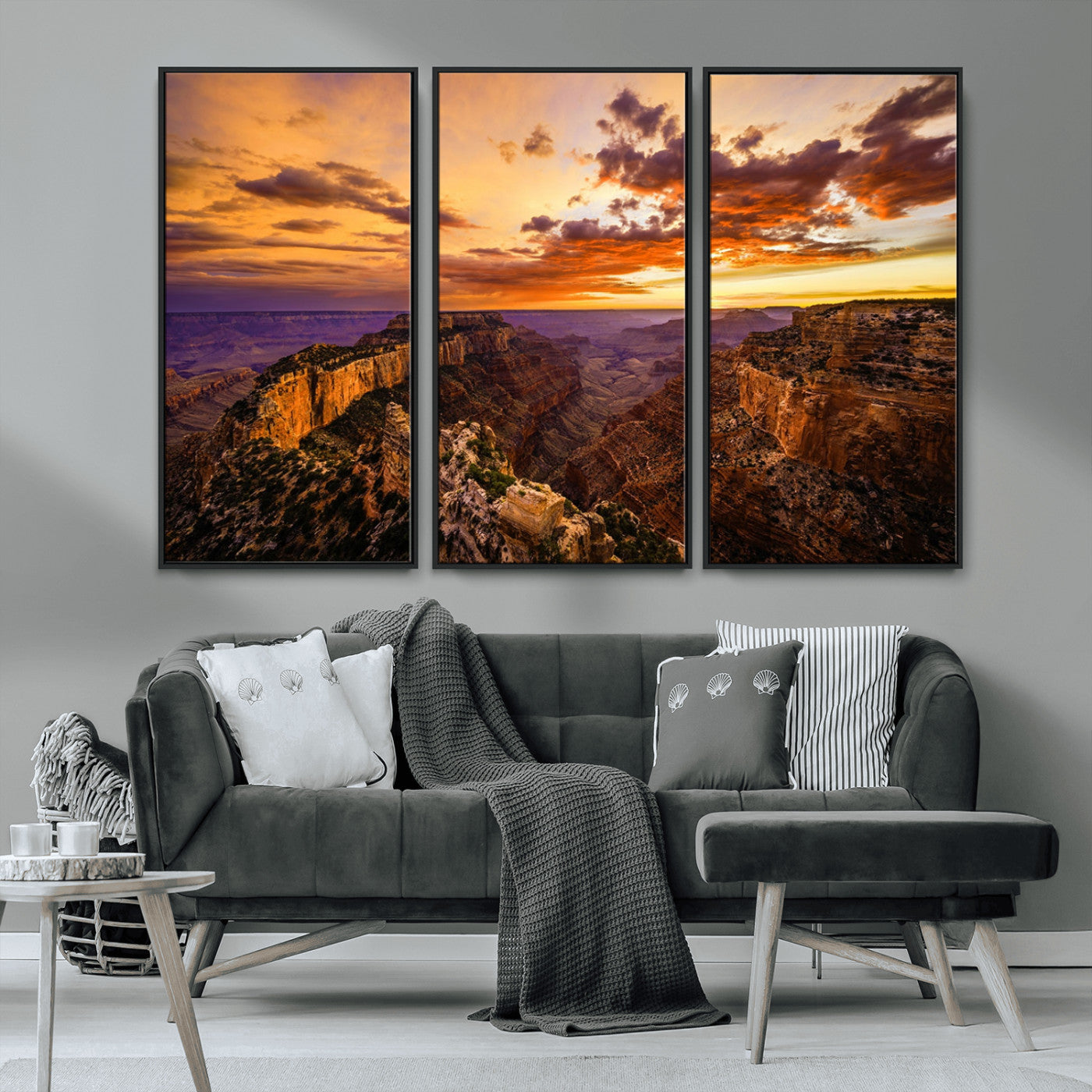 MGV-FC-48X32-3P - Mesmerizing Sunset from Grand Canyon Nal Park Wall Art, Grand Canyon Canvas Print