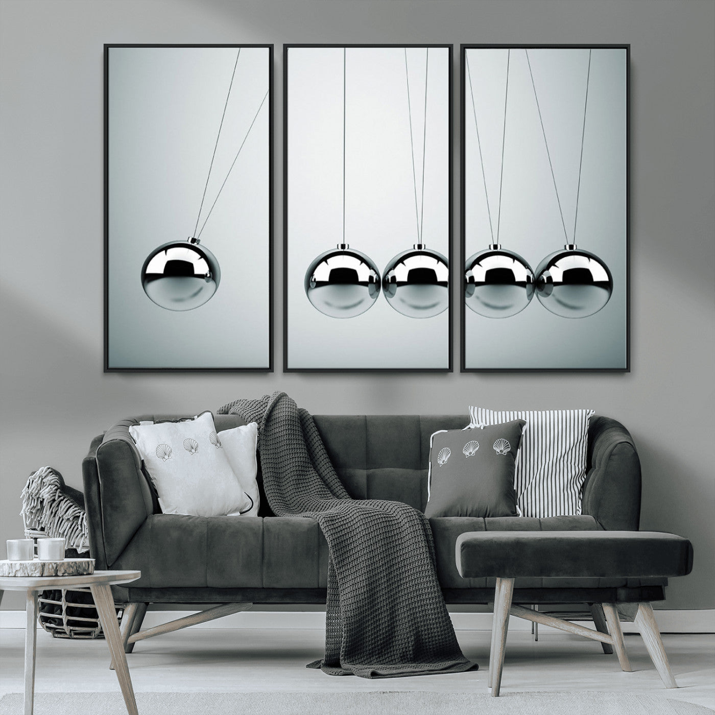 MGV-FC-48X32-3P - Newton's Cradle Wall Art Canvas Print, Framed Newton Cradle Wall Art