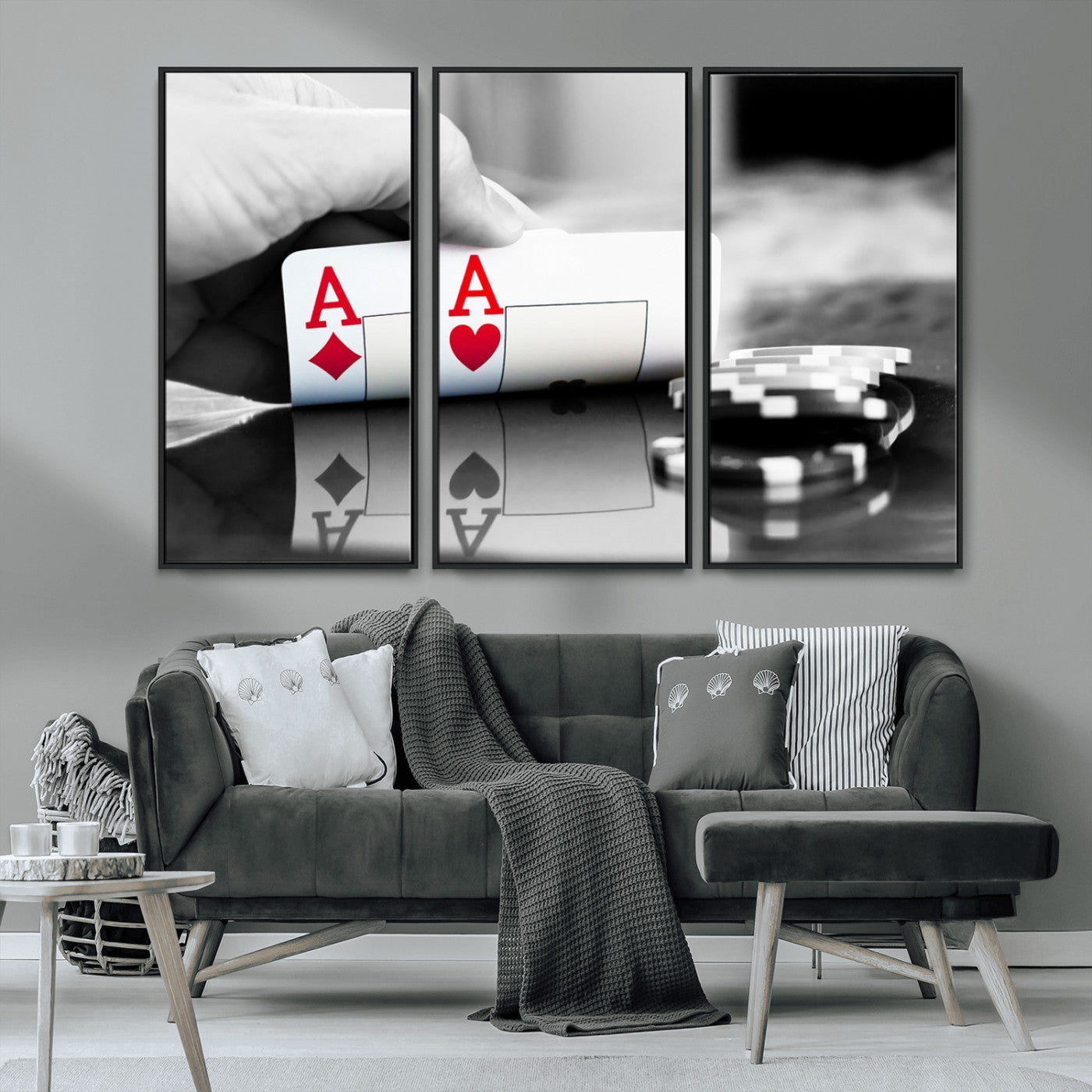 MGV-FC-48X32-3P - Aces Poker Art Poker Game Wall Art Canvas Print