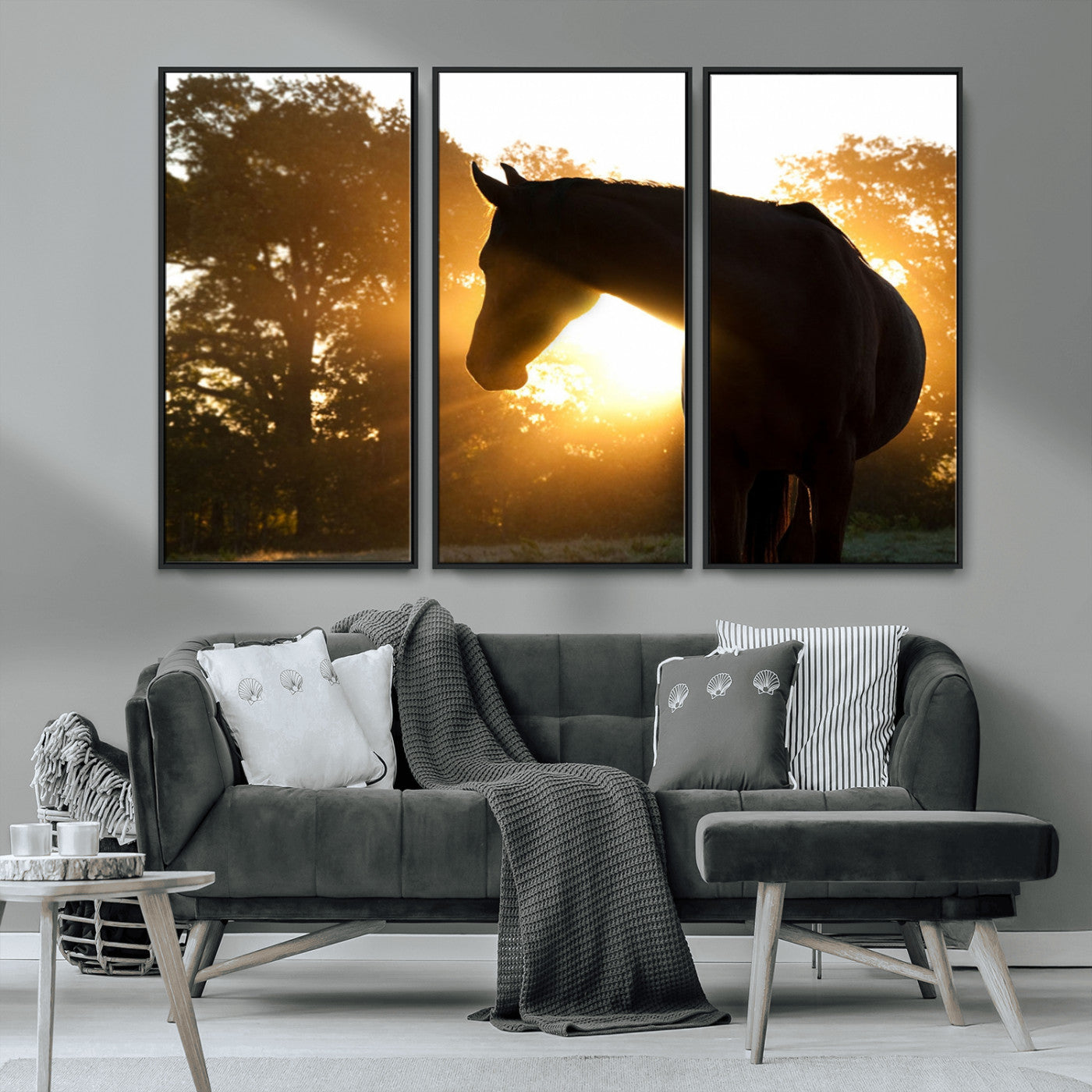 MGV-FC-48X32-3P - Horse at Sunset Wall Art Animal Canvas Print