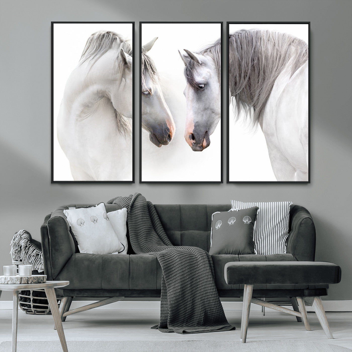MGV-FC-48X32-3P - White Horse Wall Art Animal Canvas Print