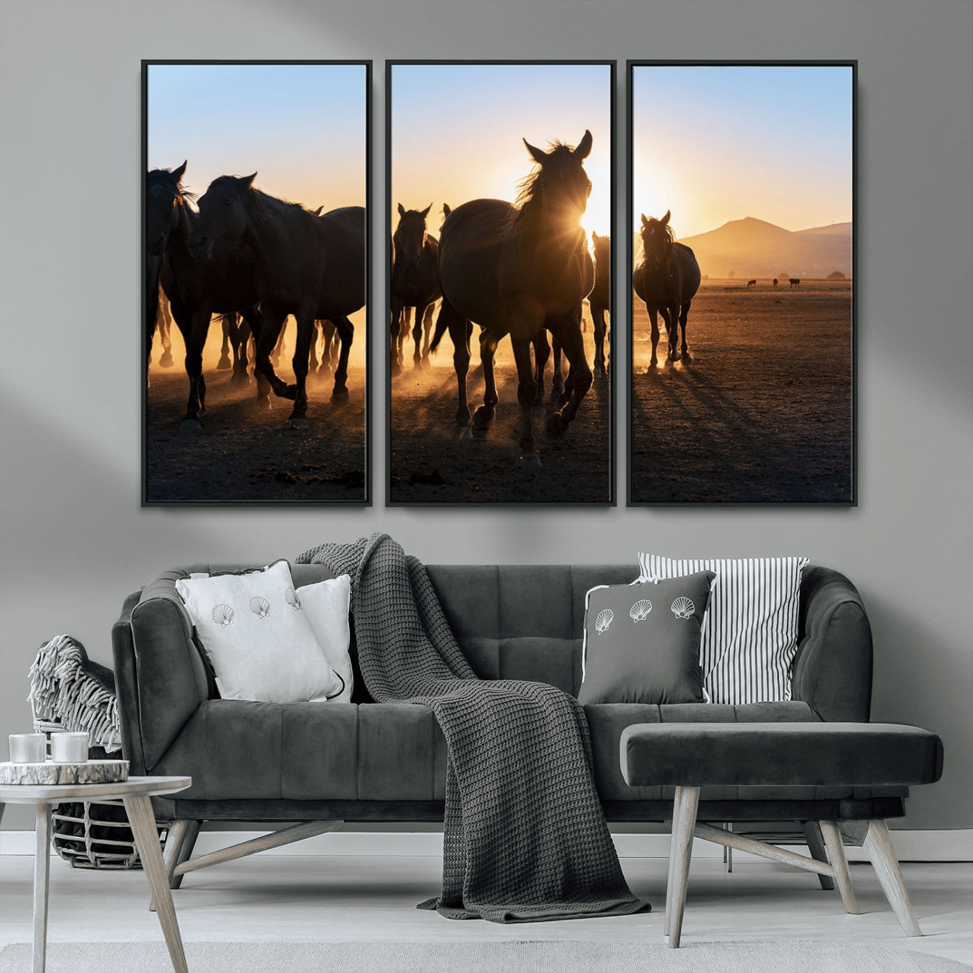MGV-FC-48X32-3P - Horse Herd Wall Art Animal Canvas Print