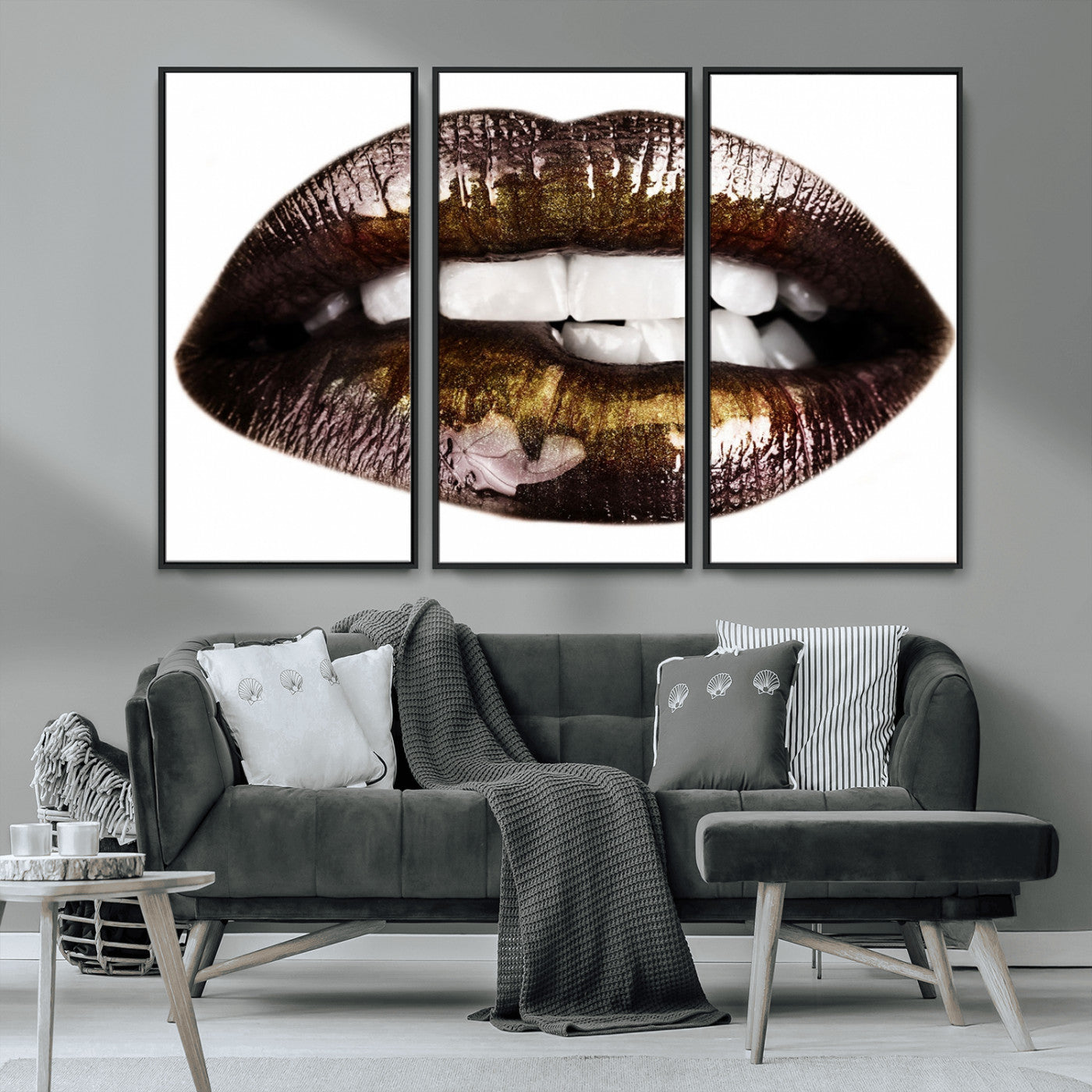 MGV-FC-48X32-3P - Close Up Lips Wall Art Canvas Print