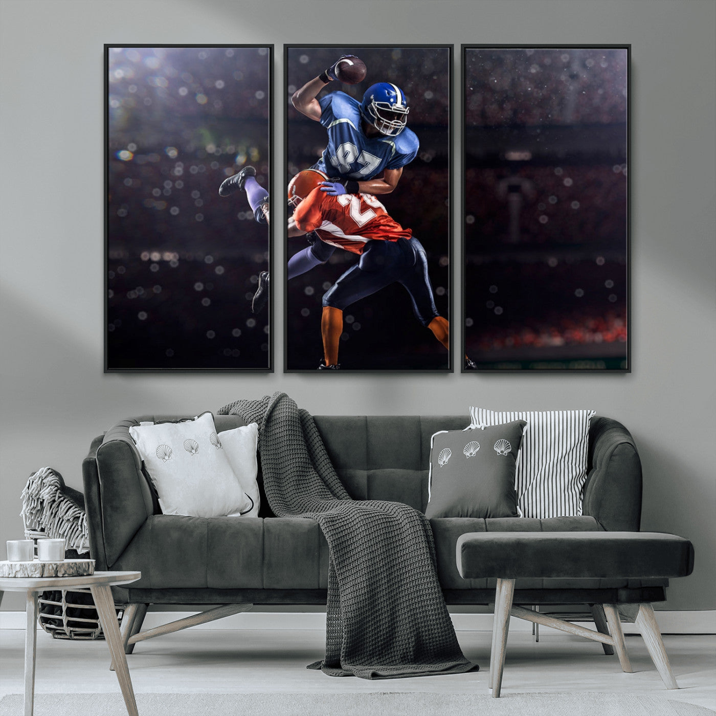 76491-MGV-FC-48X32-3P_Black-American Football Wall Art Canvas Print, Stadium Sport Wall Art Print
