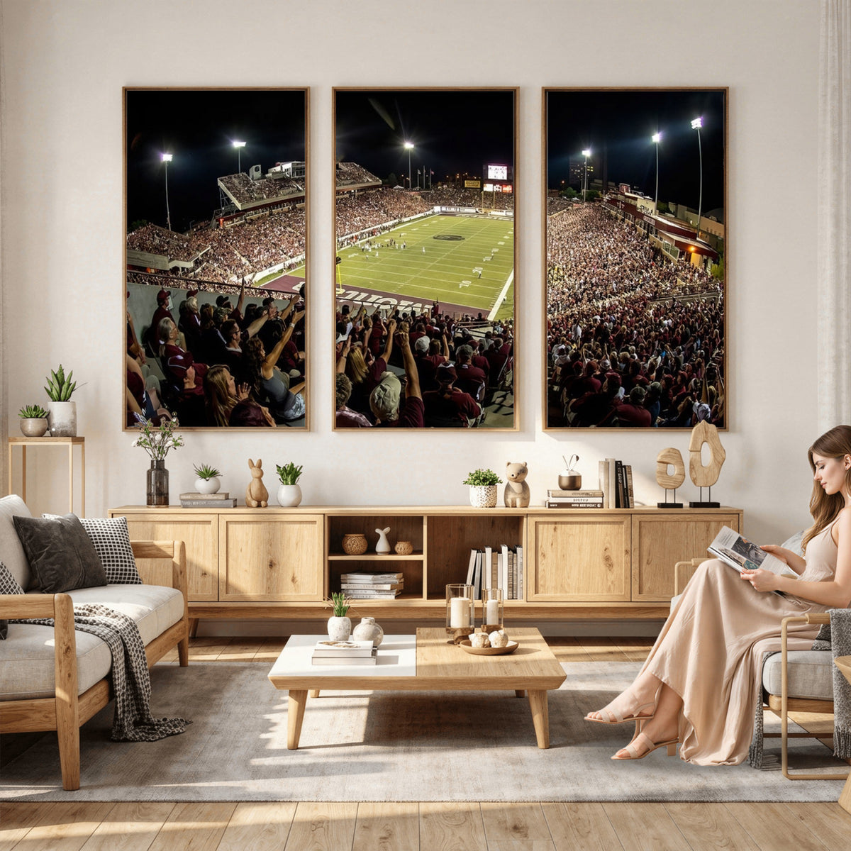 94126-MGV-CV-36X24 - Washington-Grizzly Stadium Canvas Wall Art | Exciting Game Night Atmosphere in Panoramic View