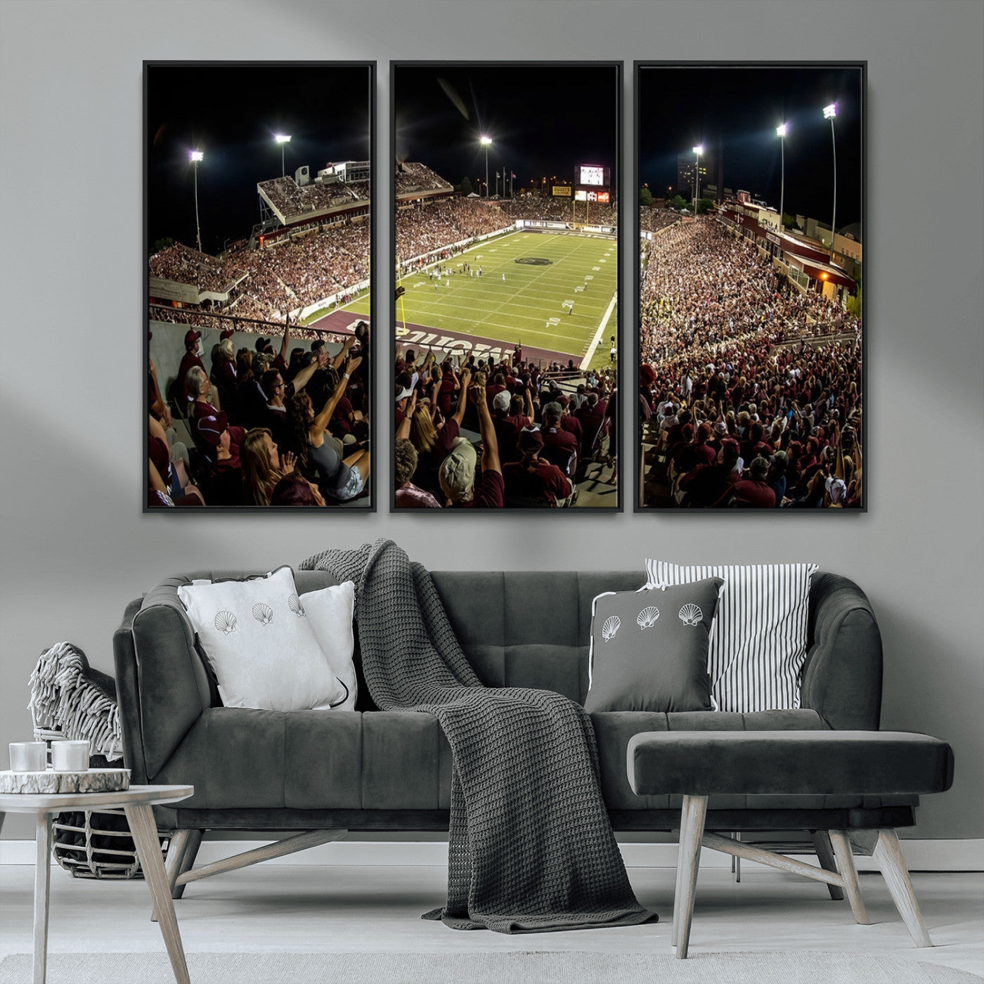 -Washington-Grizzly Stadium Canvas Wall Art – Exciting Game Night Atmosphere Captured in Panoramic