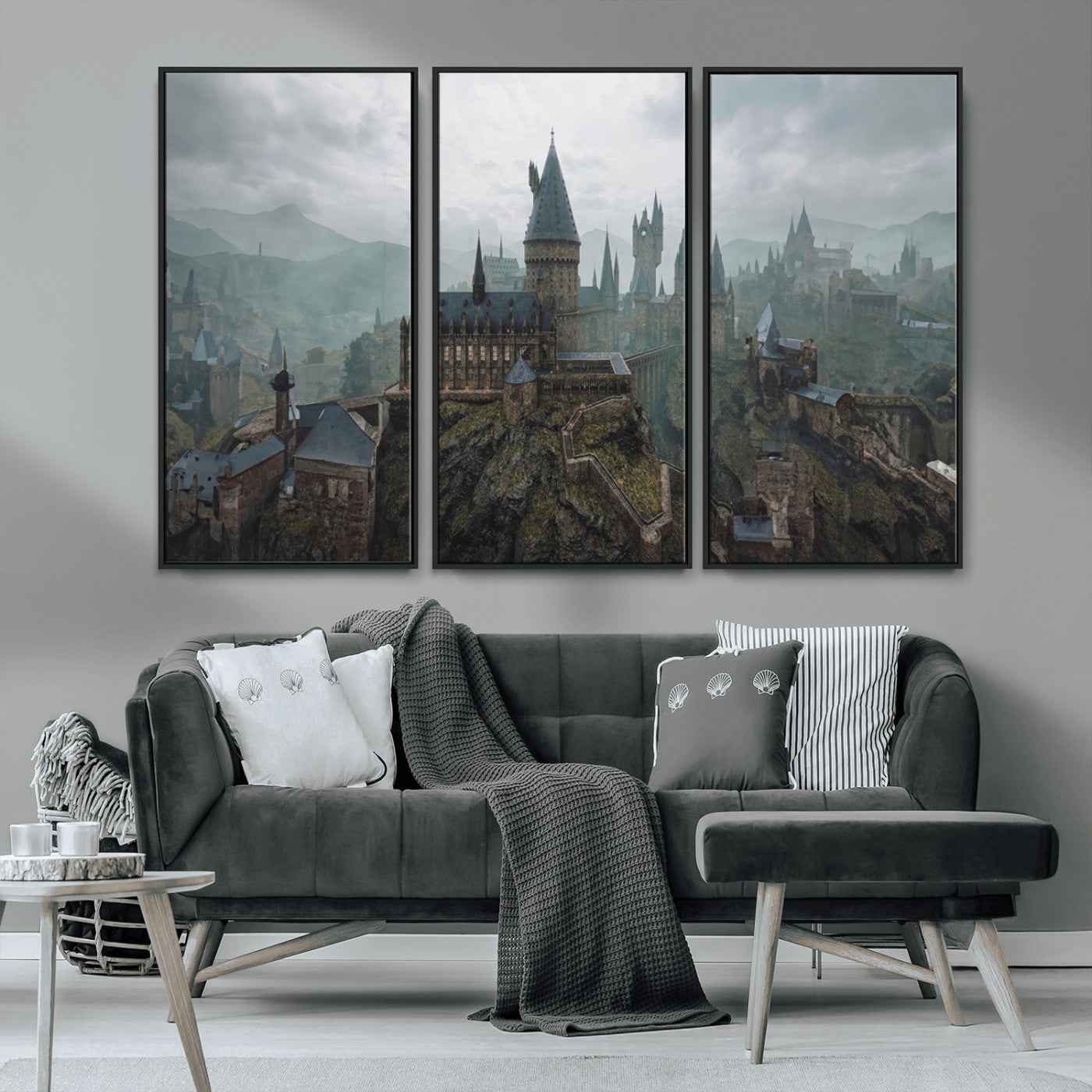MGV-FC-48X32-3P - Disney Castle Wall Art Canvas Print, Living Kids Home Room Decor Art Print