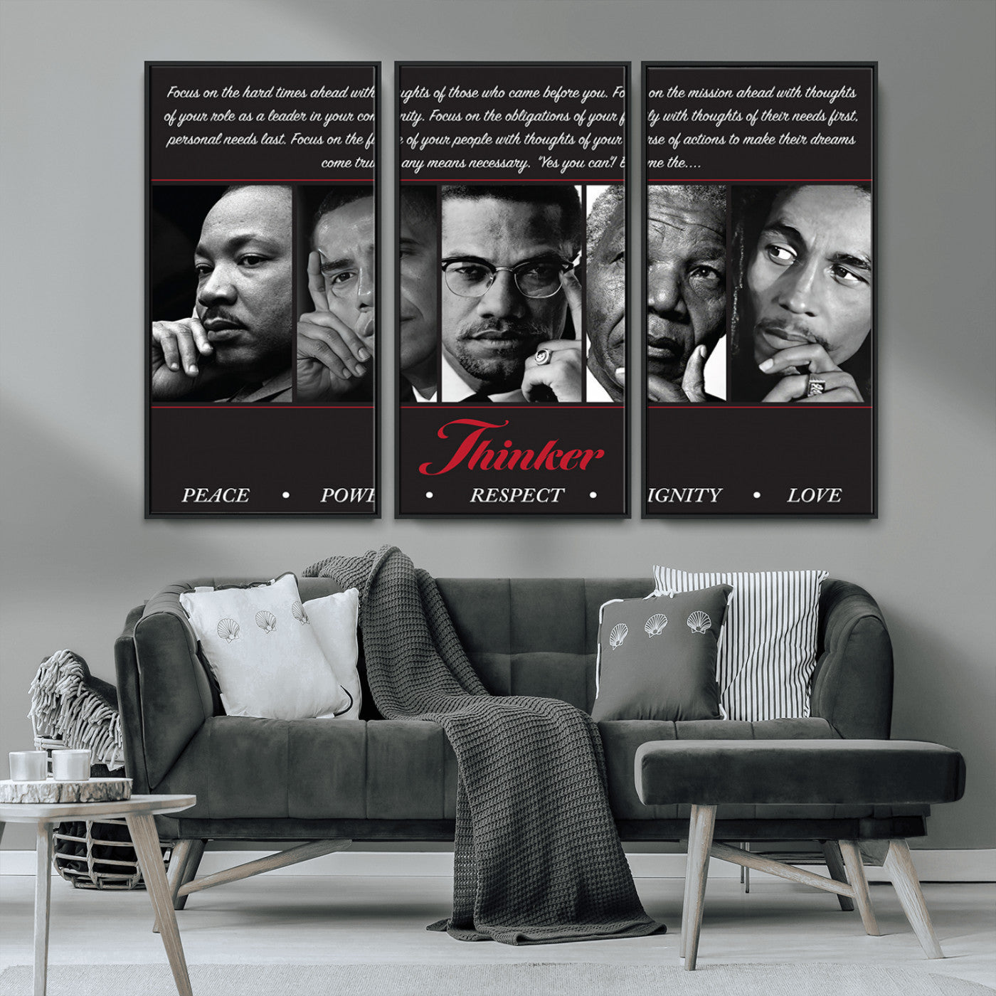 MGV-FC-48X32-3P - Thinker Peace Power Respect Dignity Wall Art | Thinkers of Changel Wall Art Featuring Icons of