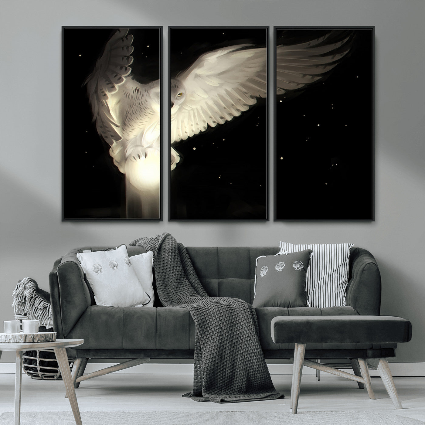 MGV-FC-48X32-3P - Night Owl Art -  Illuminating the Darkness – Unique Animal-Inspired Wall Art for Modern Decor |