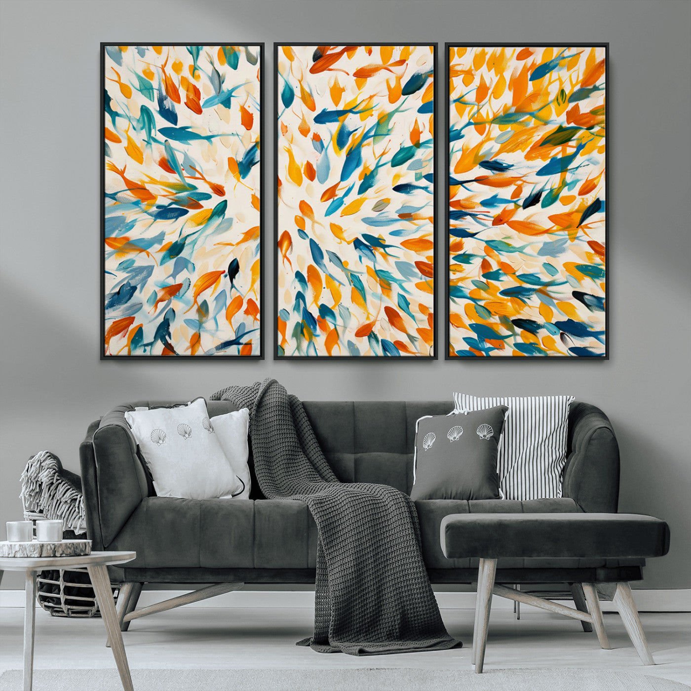 -Colorful Fish Wall Art Print – Abstract Ocean-Inspired Wall Art for Modern Spaces | Framed Canvas,