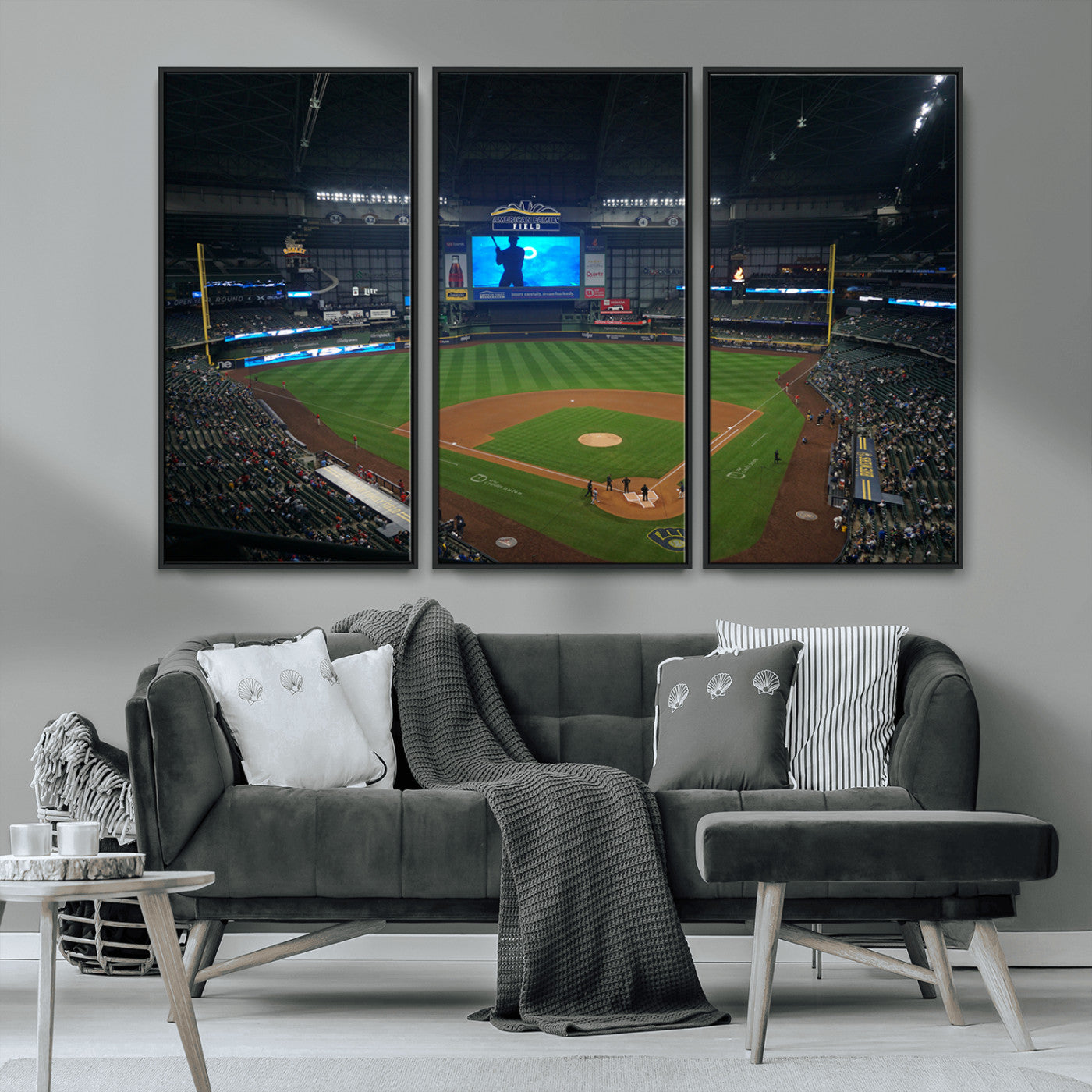 MGV-FC-48X32-3P - Milwaukee Brewers Baseball Art Print - American Family Field Stadium Wall Art Canvas Print