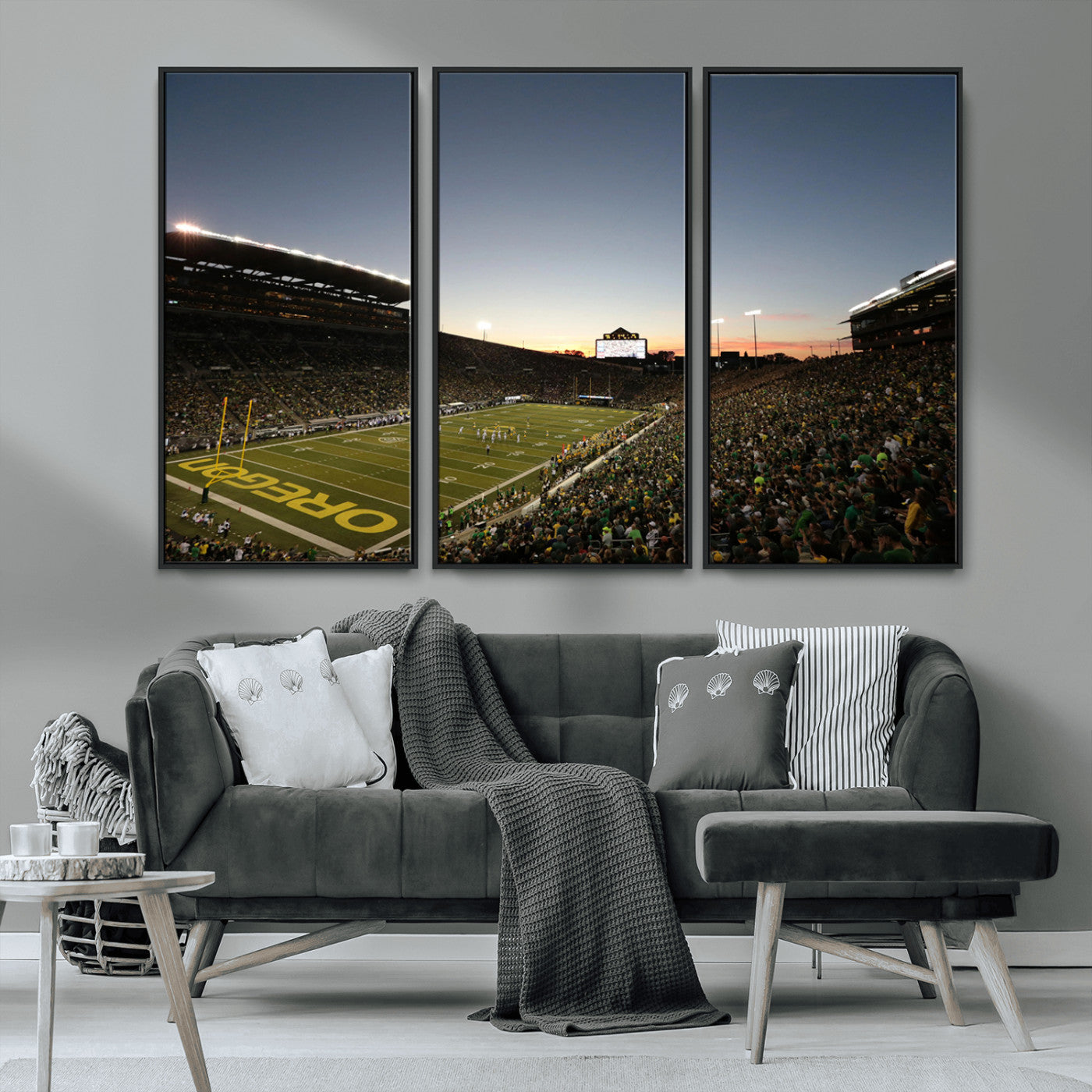 MGV-FC-48X32-3P - Oregon Ducks Football Team Print - Eugene Autzen Stadium Wall Art Canvas Print