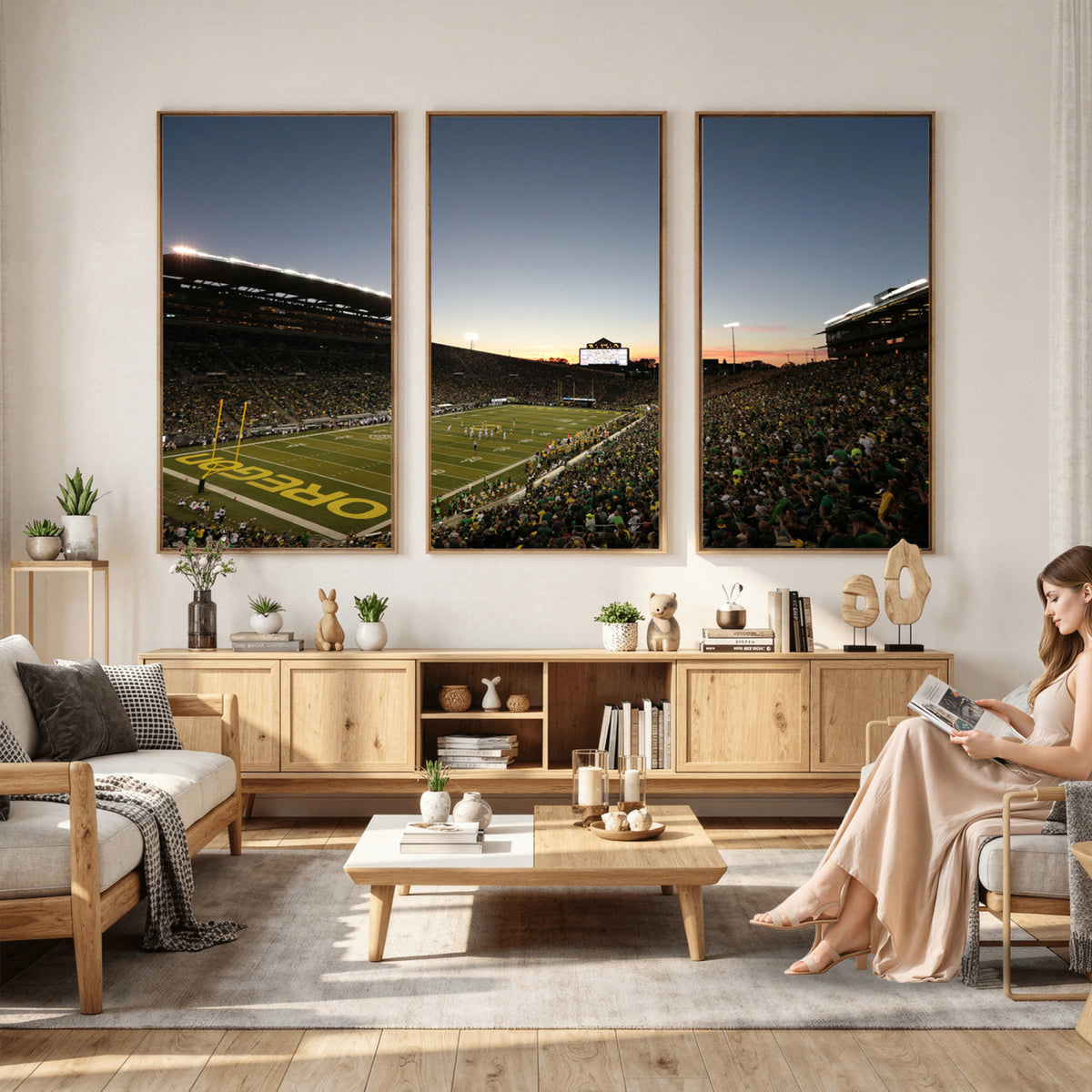 21429-MGV-CV-36X24 - Oregon Ducks Football Team Print - Eugene Autzen Stadium Wall Art Canvas Print
