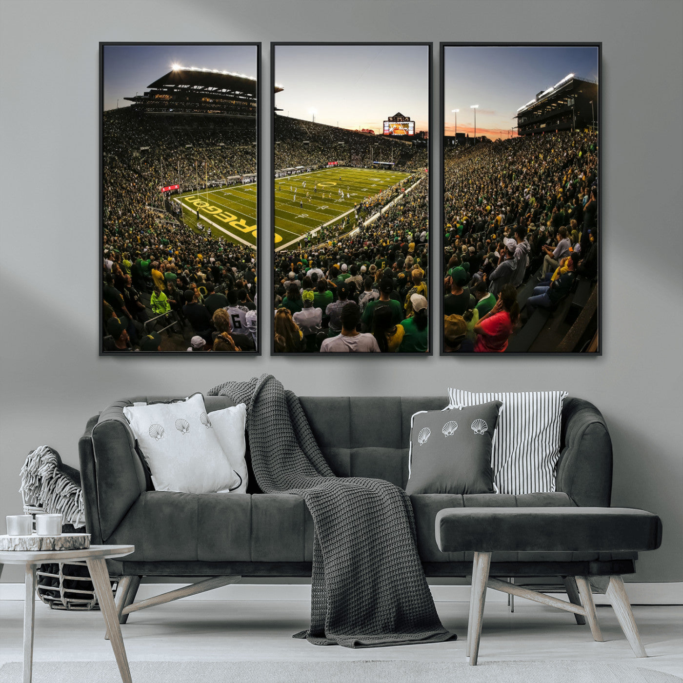 MGV-FC-48X32-3P - Oregon Stadium Canvas Wall Art - Captivating Game Day Scene at Autzen Stadium, Oregon Ducks Football