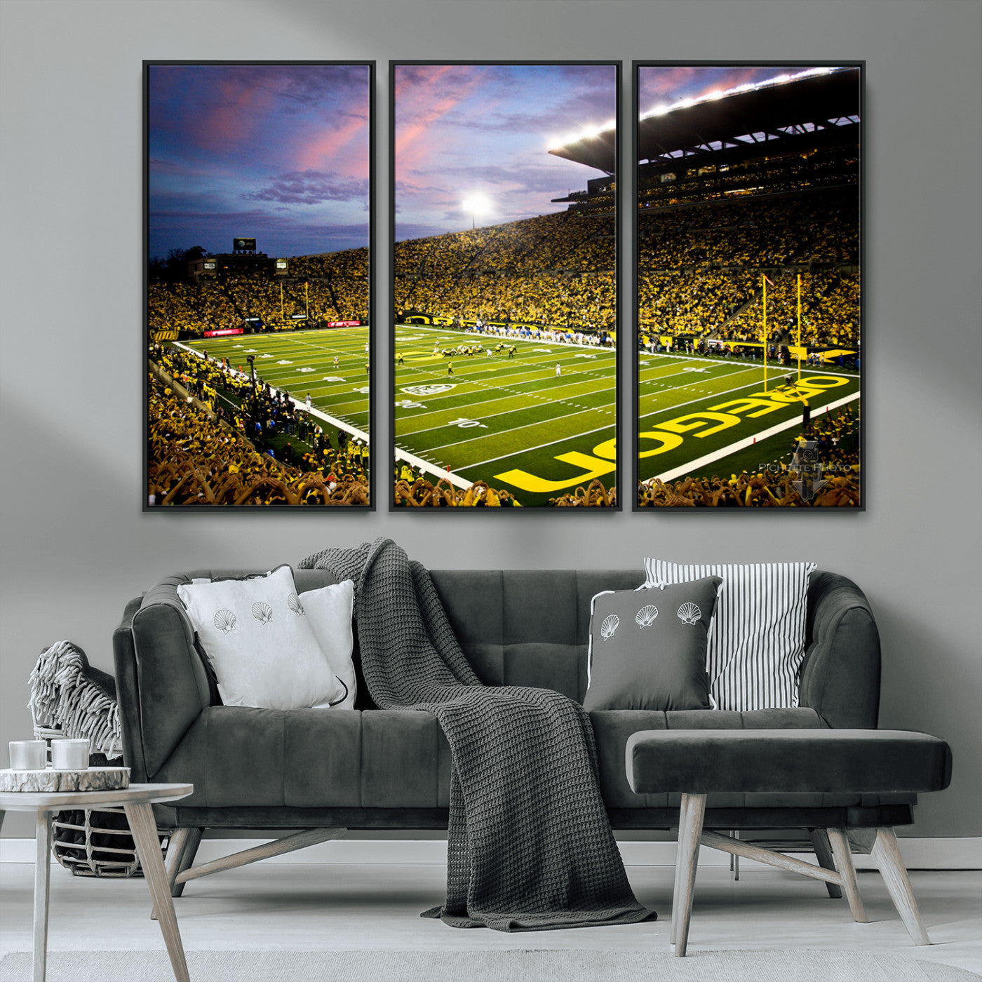 MGV-FC-48X32-3P - University of Oregon Ducks Football Team Print - Eugene Autzen Stadium Wall Art Canvas Print