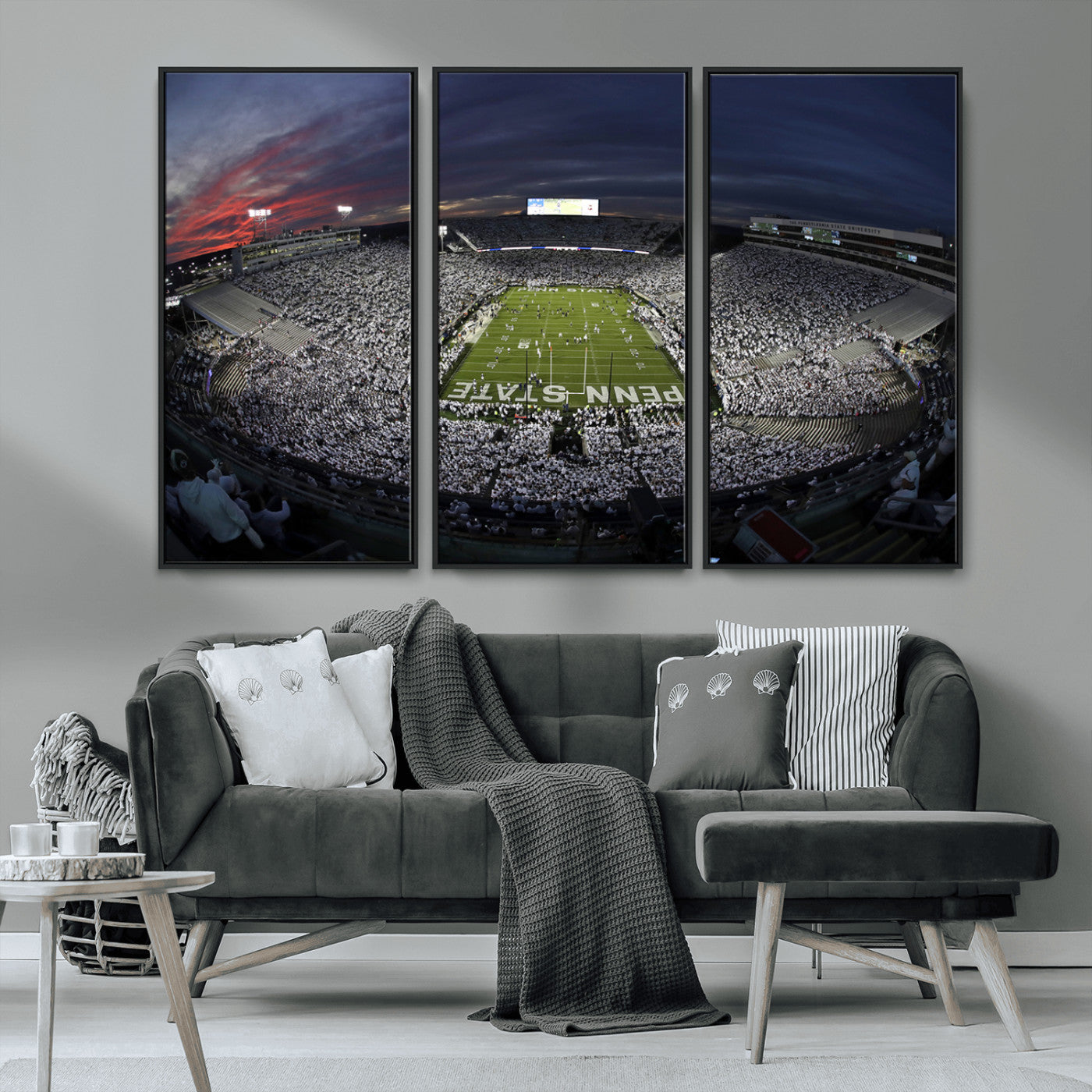 MGV-FC-48X32-3P - Penn State University Nittany Lions Football Team Print - University Park Beaver Stadium Wall Art