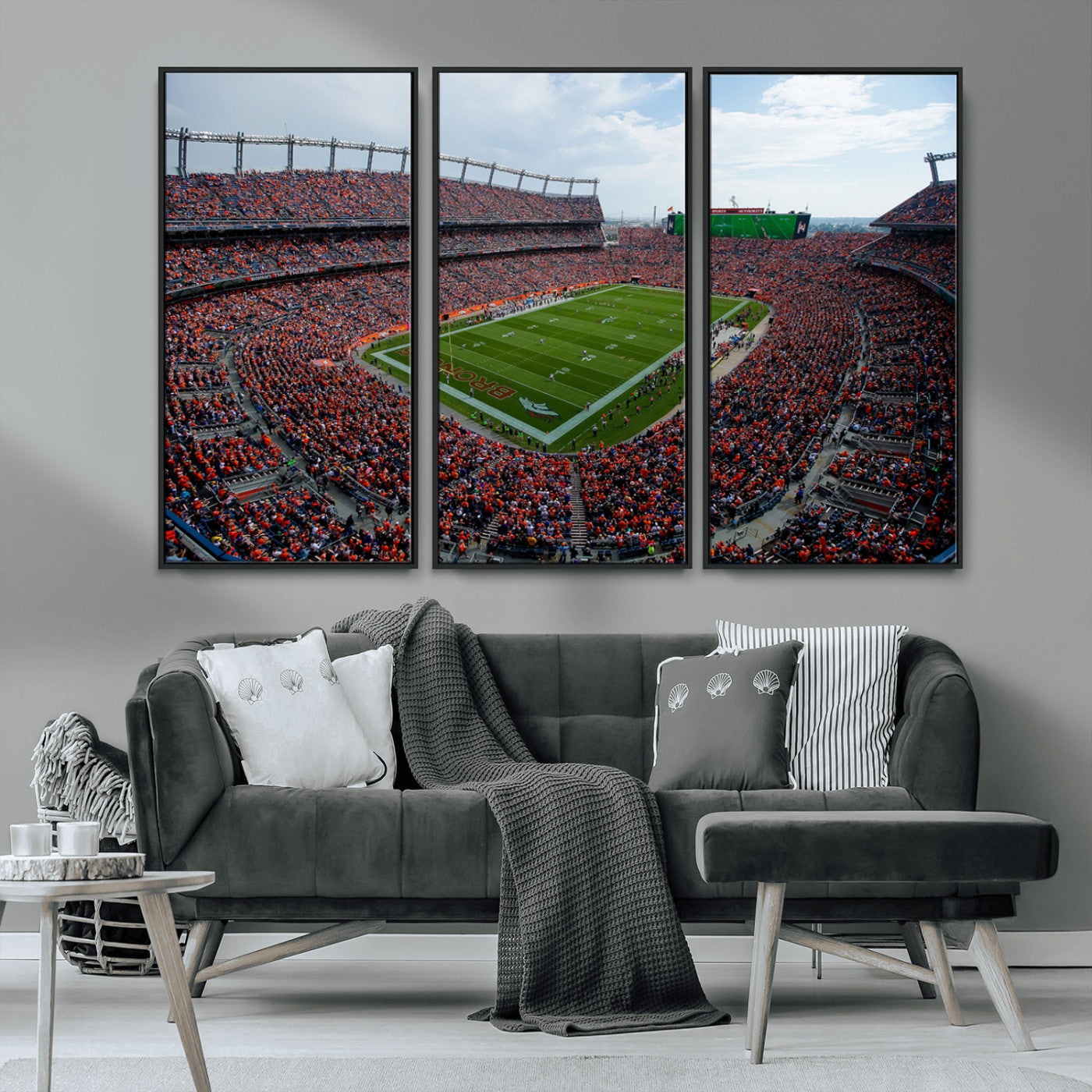 MGV-FC-48X32-3P - Denver Broncos Football Team Print - Empower Field Mile High Stadium Wall Art Canvas Print