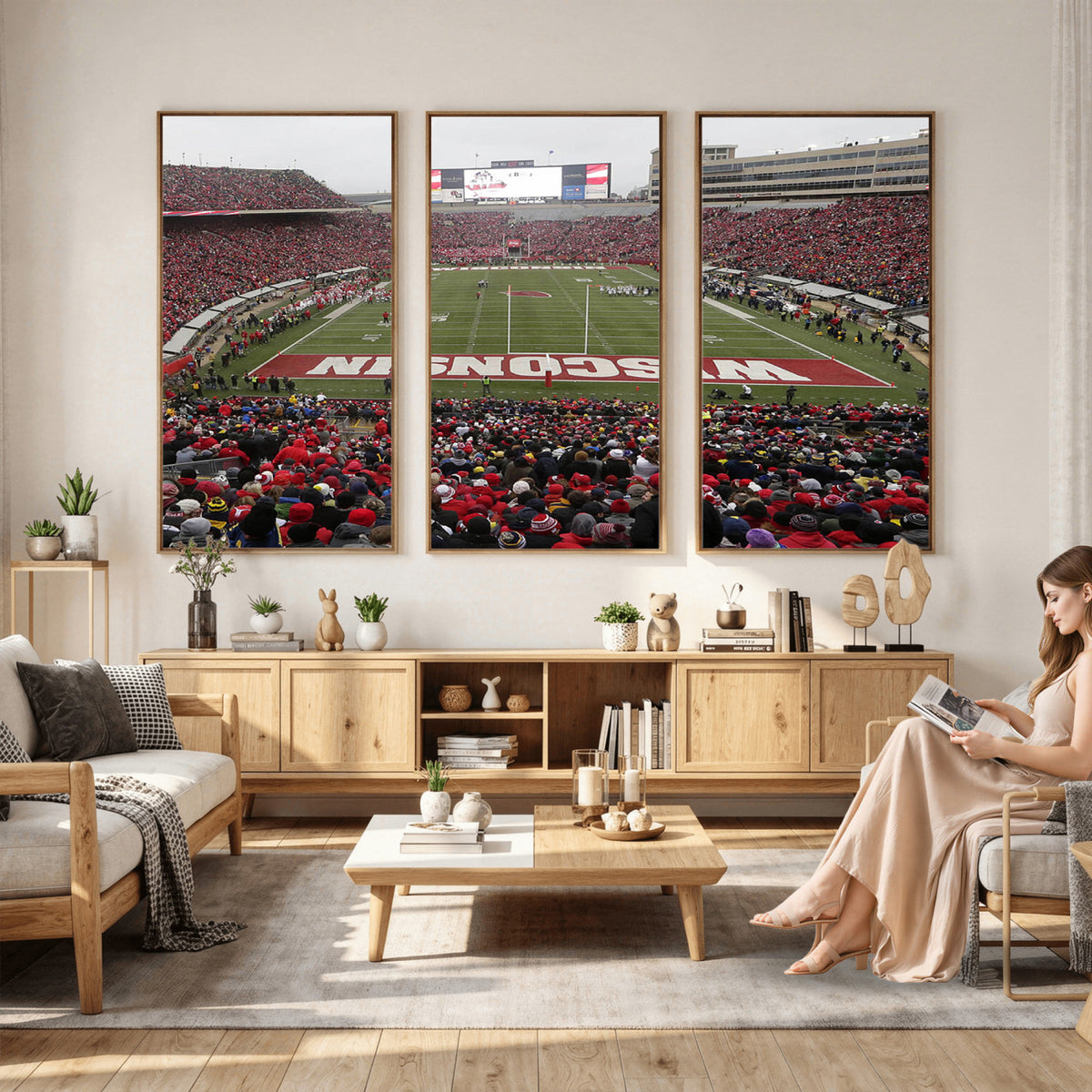 23461-MGV-CV-36X24 - Wisconsin Badgers Team Print Canvas, Madison Camp Randall Stadium Wall Art