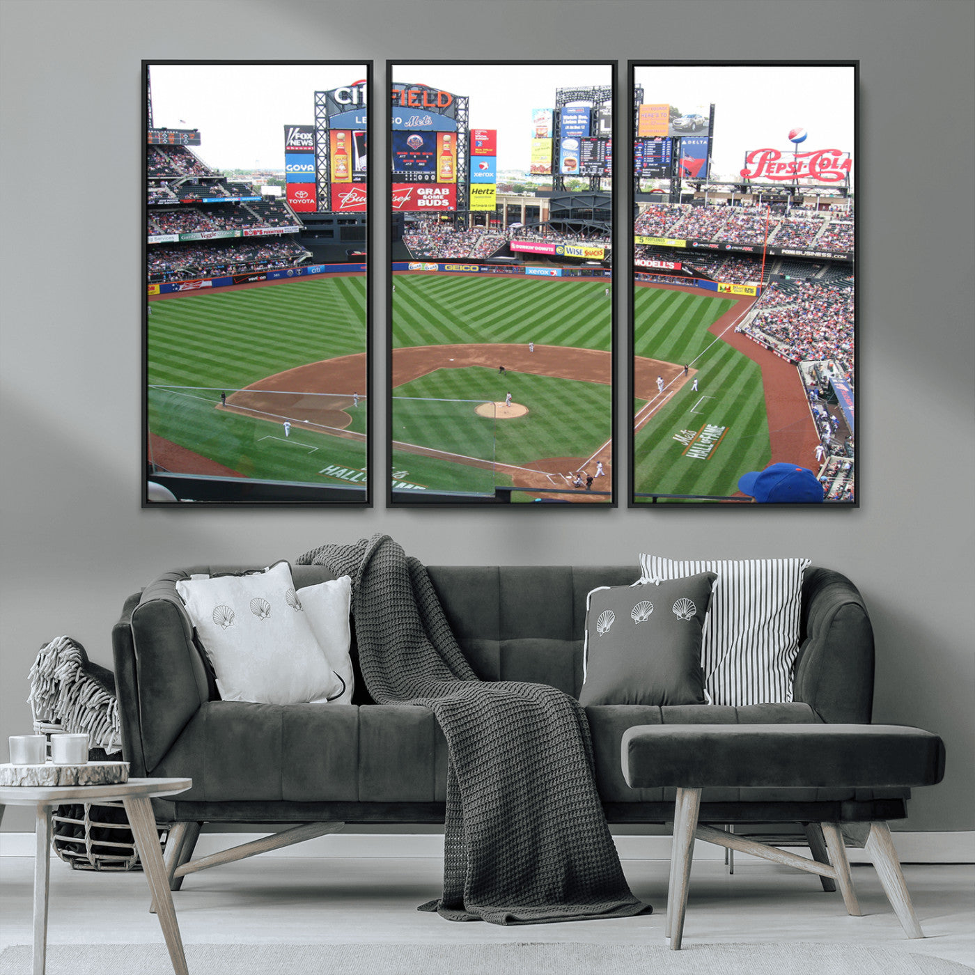 MGV-FC-48X32-3P - New York Mets Baseball Team Print - Citi Field Baseball Stadium Wall Art Canvas Print
