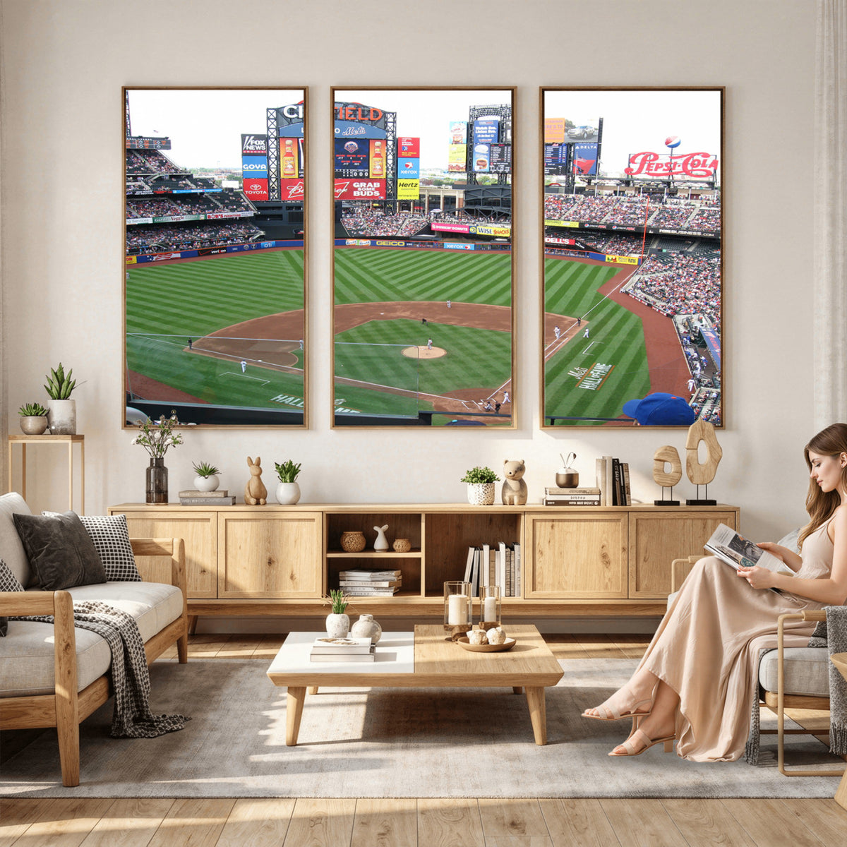 64829-MGV-CV-36X24 - New York Mets Baseball Team Print, Citi Field Baseball Stadium Wall Art