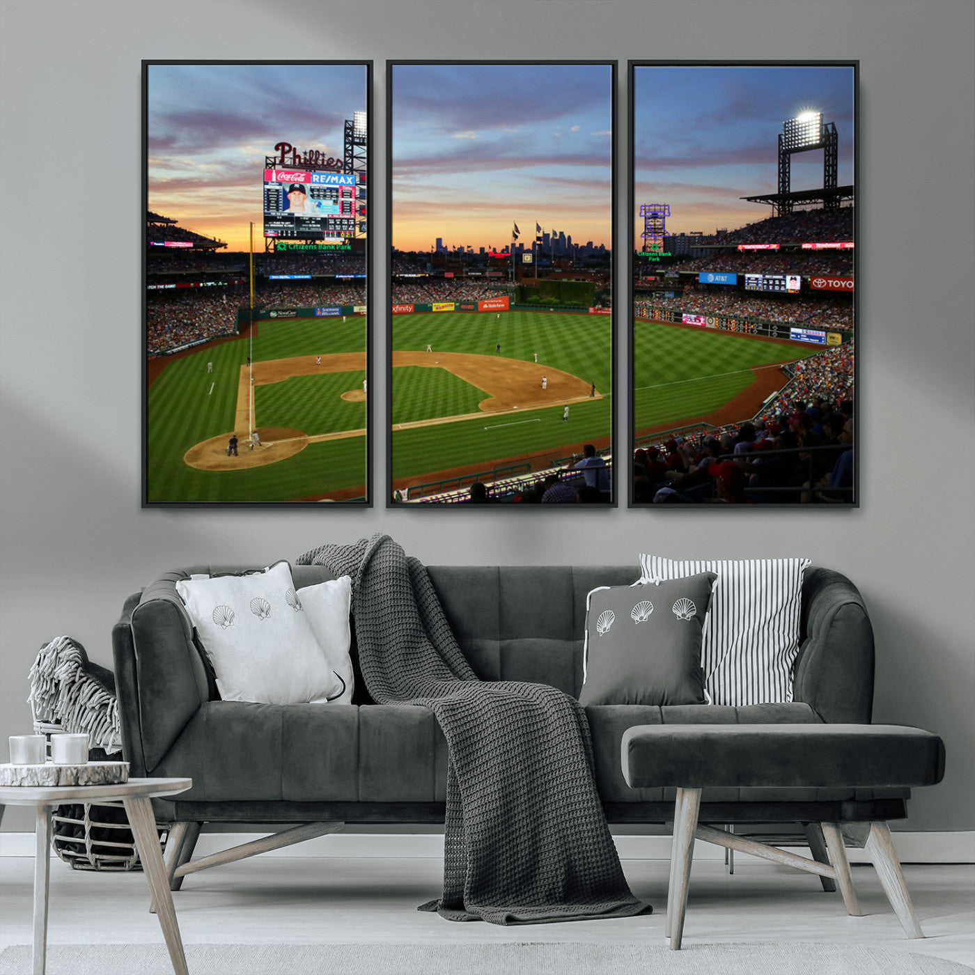 MGV-FC-48X32-3P - Citizens Bank Park Philadelphia Phillies Wall Art Canvas | 3-Panel Canvas Print of Phillies Stadium