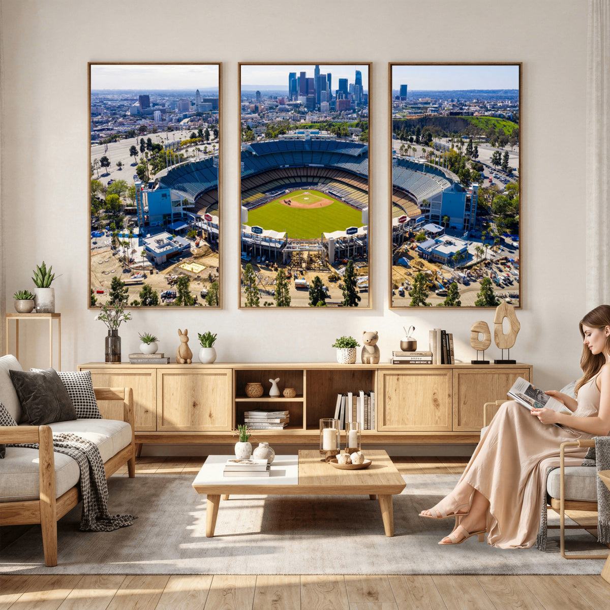 58596-MGV-CV-36X24 - Los Angeles Dodgers Dodger Stadium Wall Art Canvas Print, Extra Large Game Room Wall Decor