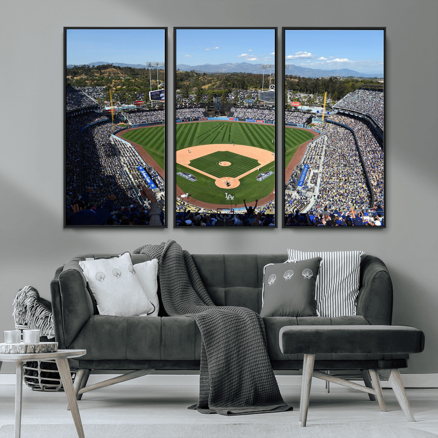 MGV-FC-48X32-3P - Los Angeles Dodgers Dodger Stadium Wall Art Canvas Print - MLB Baseball Stadium Wall Art Canvas